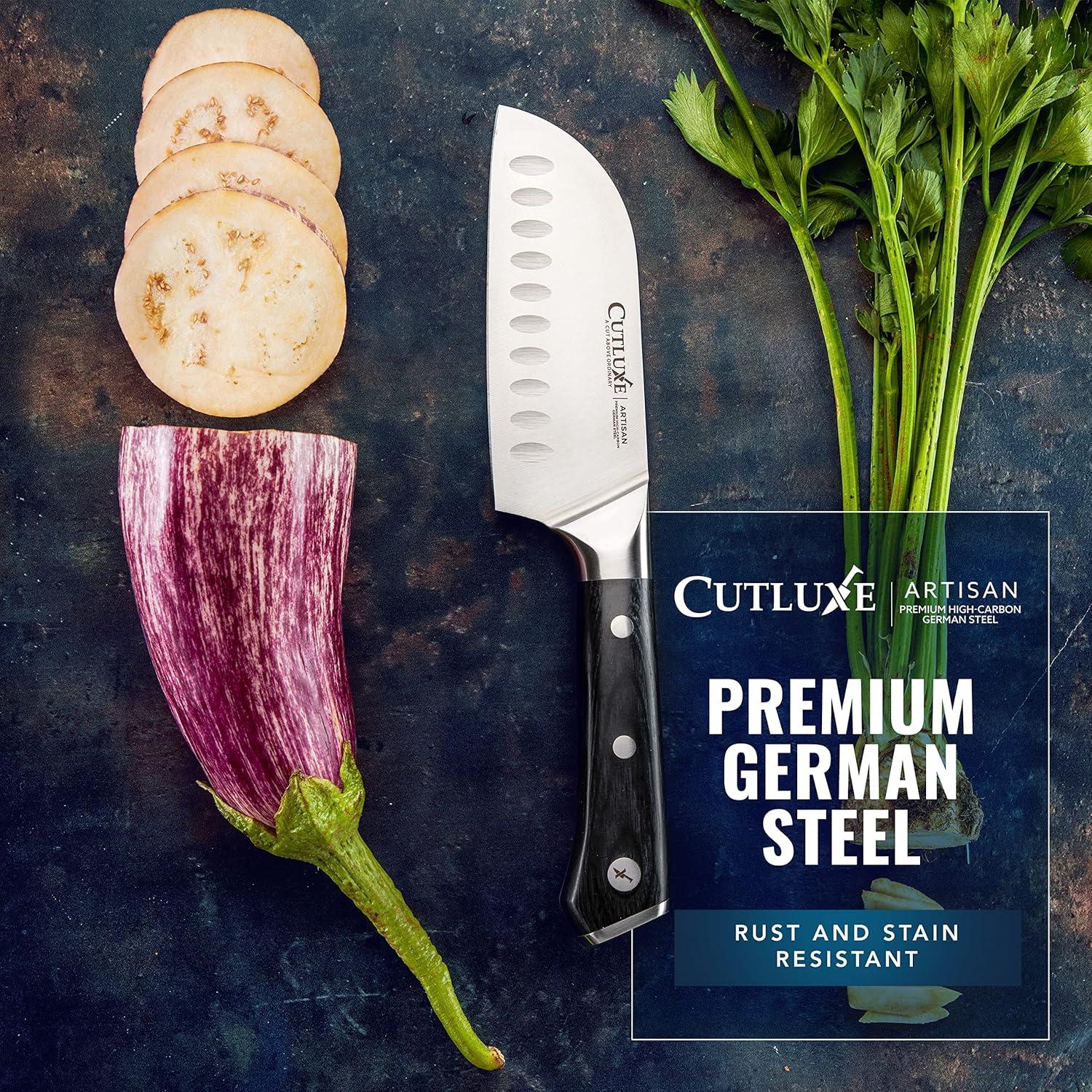 Cuchillo Santoku Cutluxe 12.7 cm Acero Alemán Forjado Mango Pakkawood