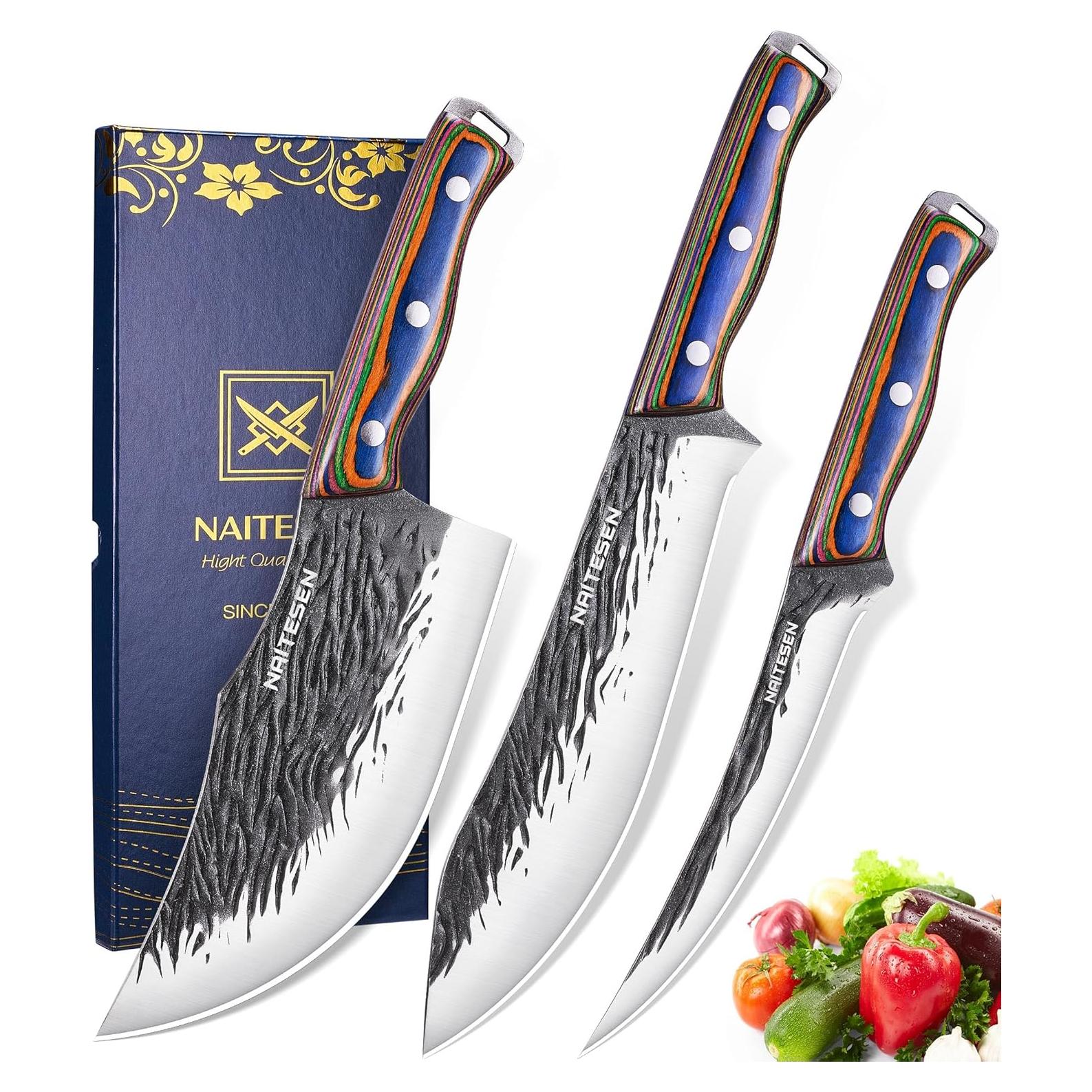 Juego de Cuchillos de Cocina Forjados Naitesen 3 Piezas