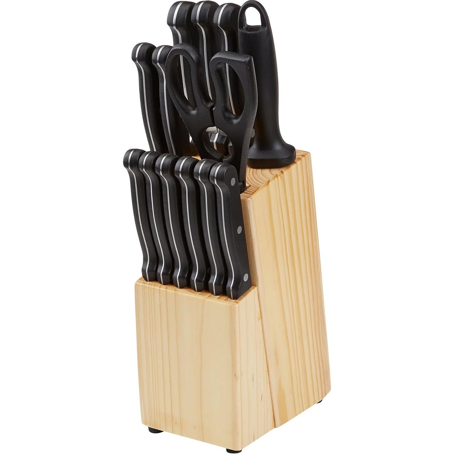 Juego de Cuchillos de Cocina 14 Piezas Amazon Basics Acero Inoxidable