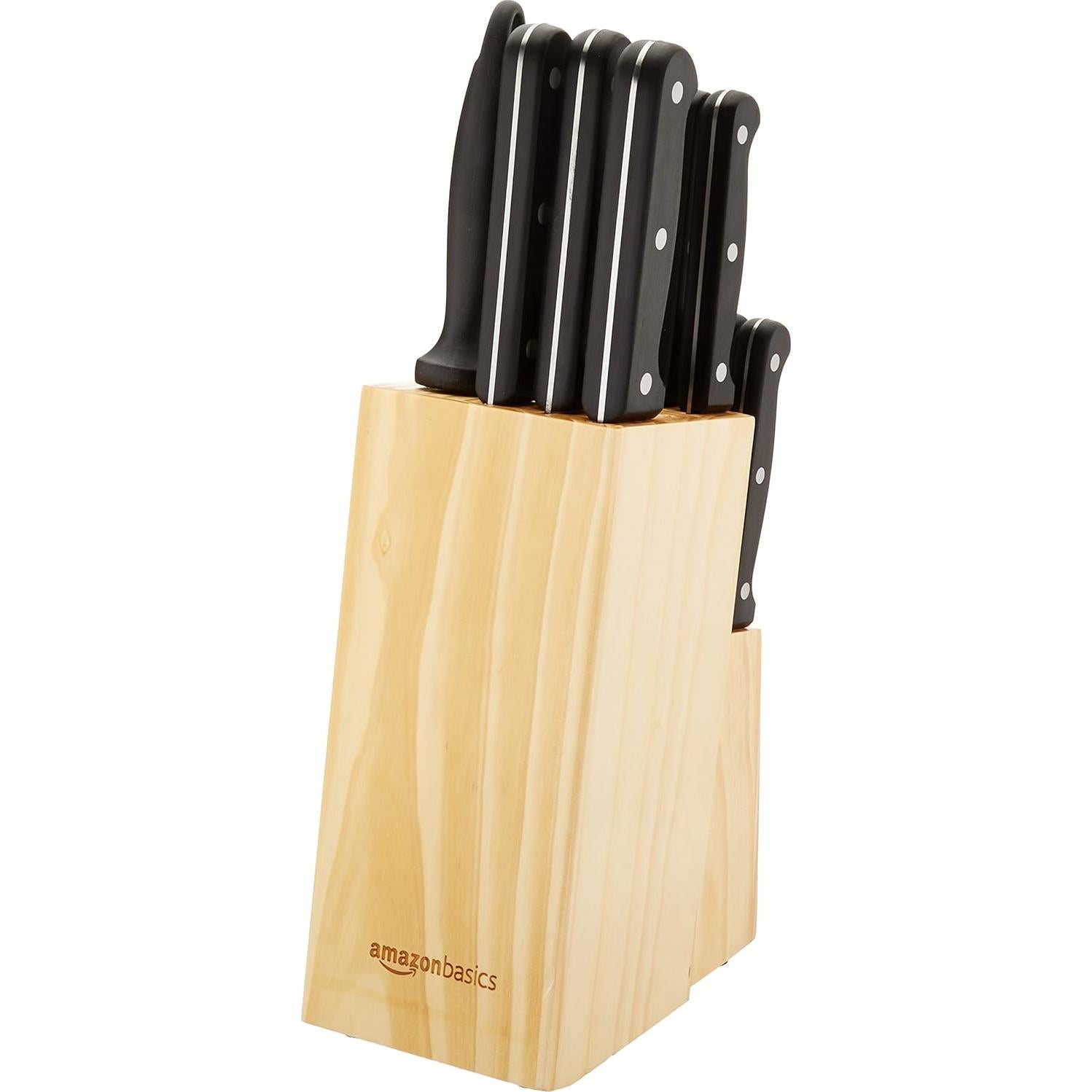 Juego de Cuchillos de Cocina 14 Piezas Amazon Basics Acero Inoxidable