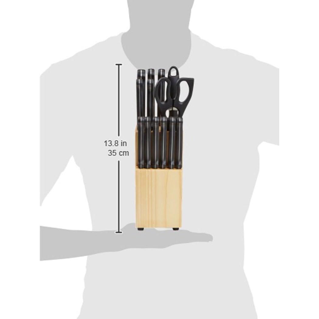 Juego de Cuchillos de Cocina 14 Piezas Amazon Basics Acero Inoxidable