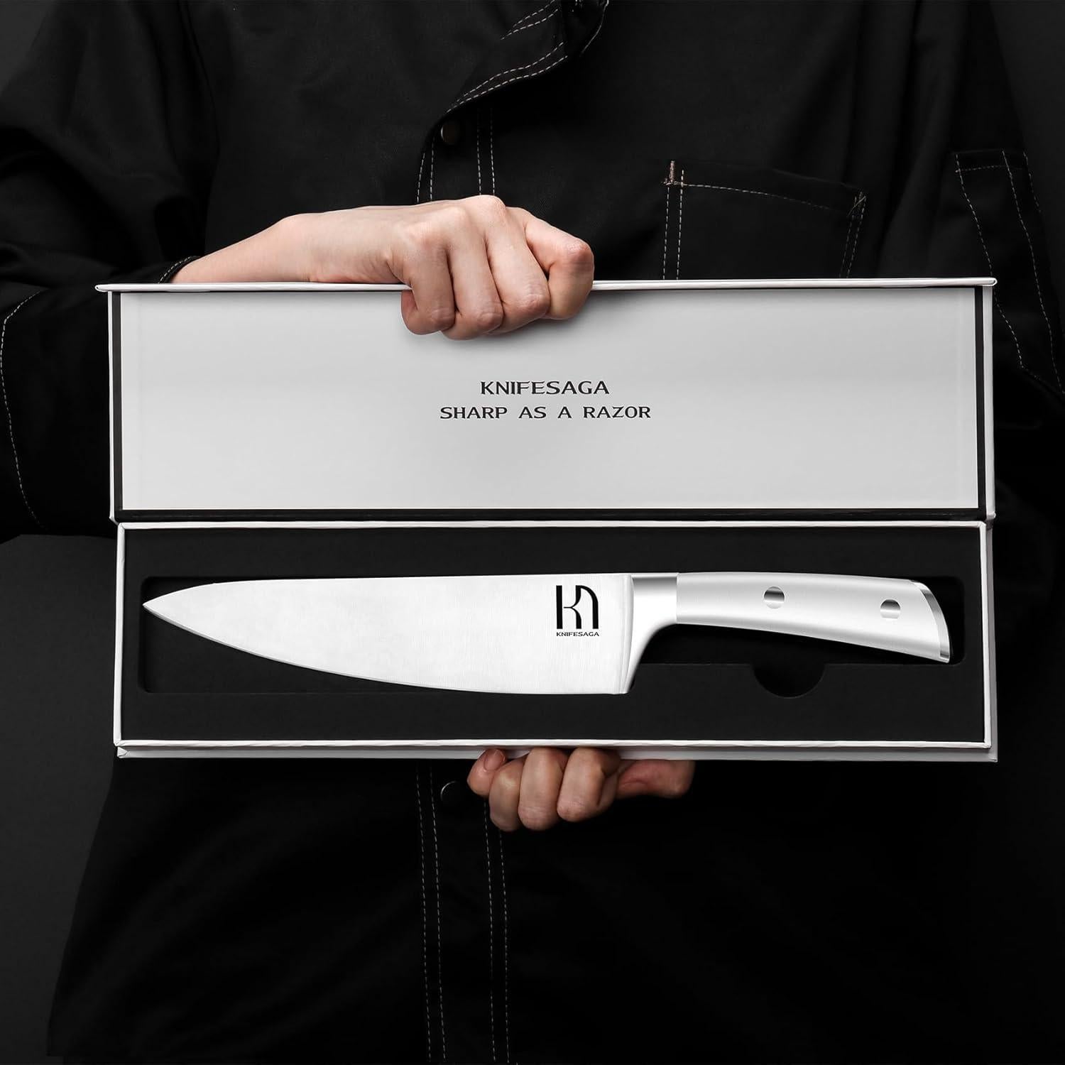 Cuchillo de Chef KnifeSaga X3 Pro de 20.32 cm Ultra Afilado