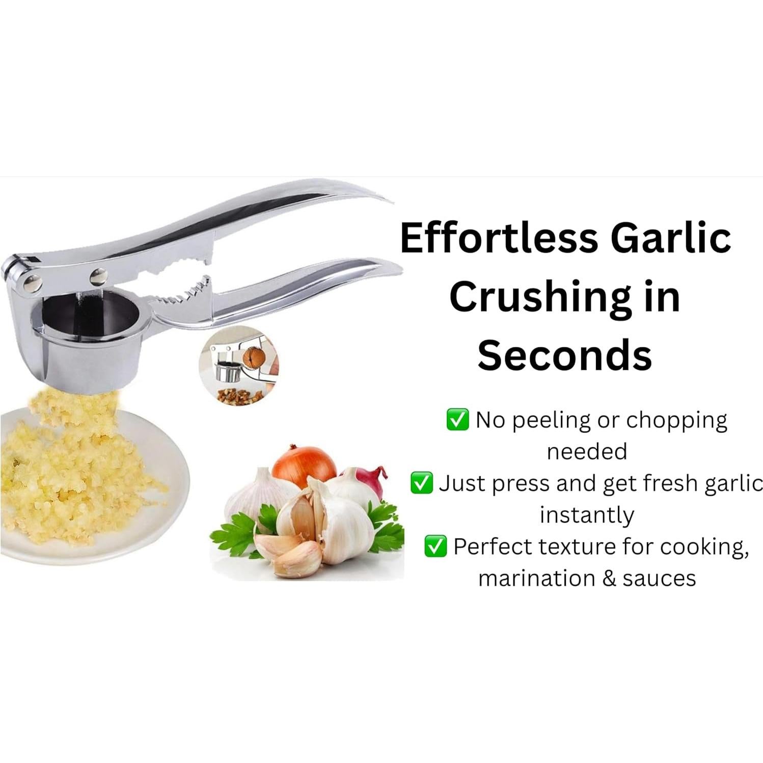 Prensa de Ajo y Rompe Nueces 2-en-1 Genérico Acero Inoxidable