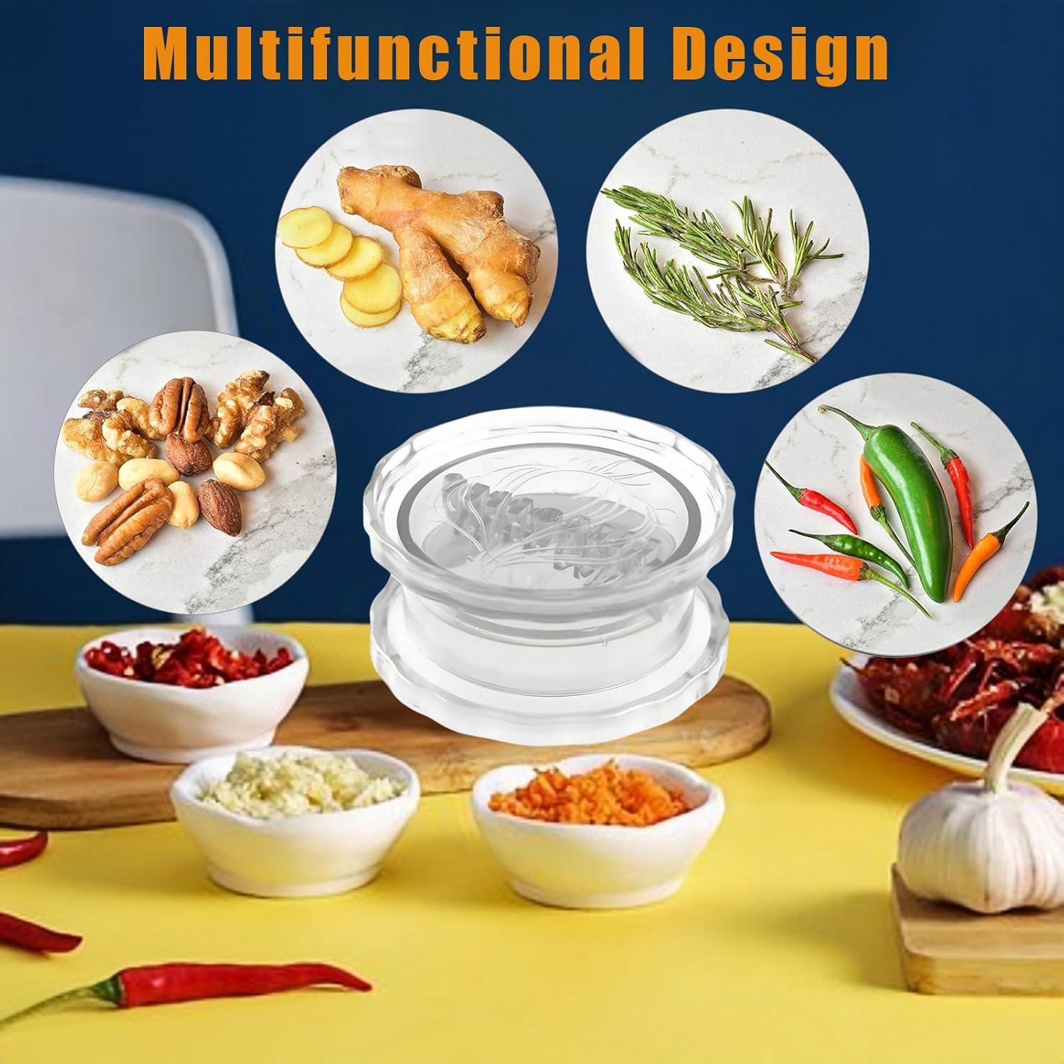 Picador de Ajo Manual Turutu, Multifuncional, Plástico Transparente