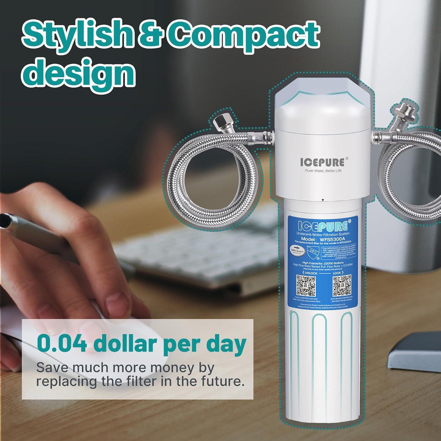 Filtro de Agua Bajo Fregadero ICEPURE WFS5300A 22000L NSF