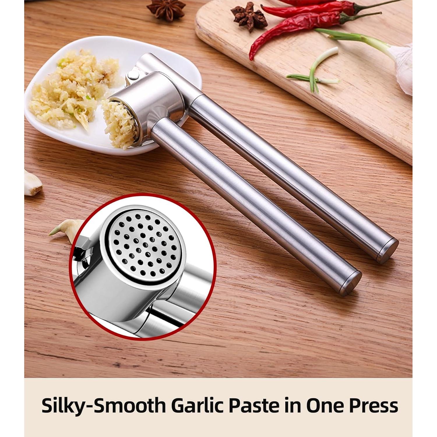 Prensa de Ajo Acero Inoxidable Ugotit Set 3 Piezas Mango Extendido