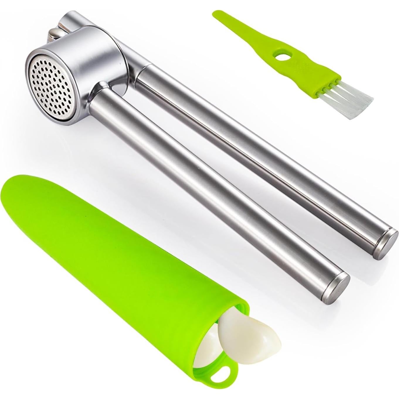 Prensa de Ajo Acero Inoxidable Ugotit Set 3 Piezas Mango Extendido