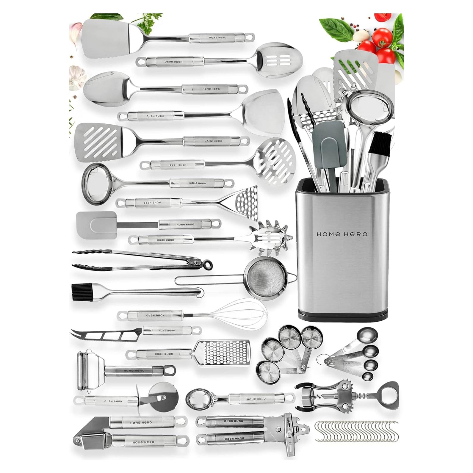 Conjunto de Utensilios de Cocina Home Hero 54 Piezas Acero Inoxidable