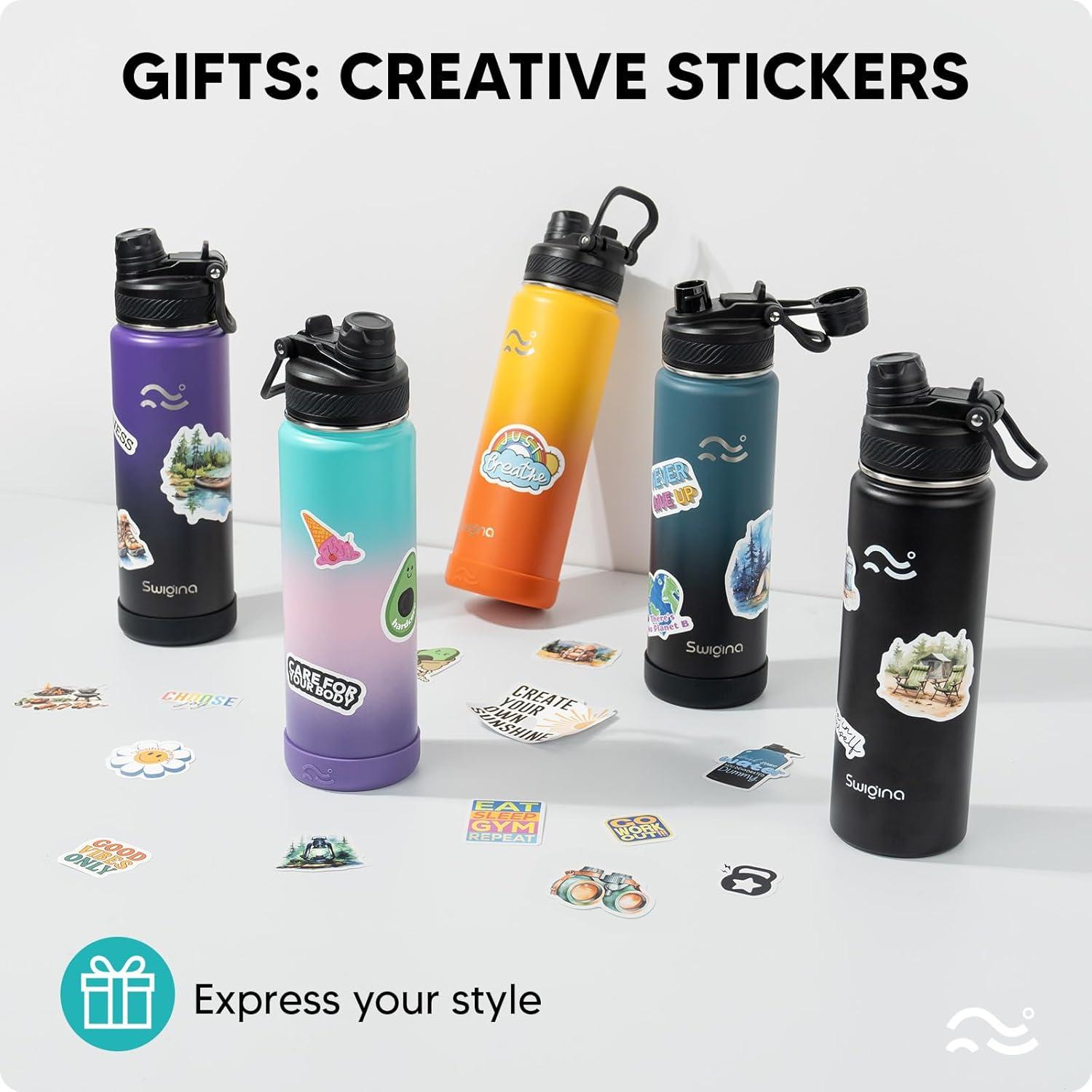 Botella de Agua Aislada Swigina 24 oz Tapa 2 en 1 Cian