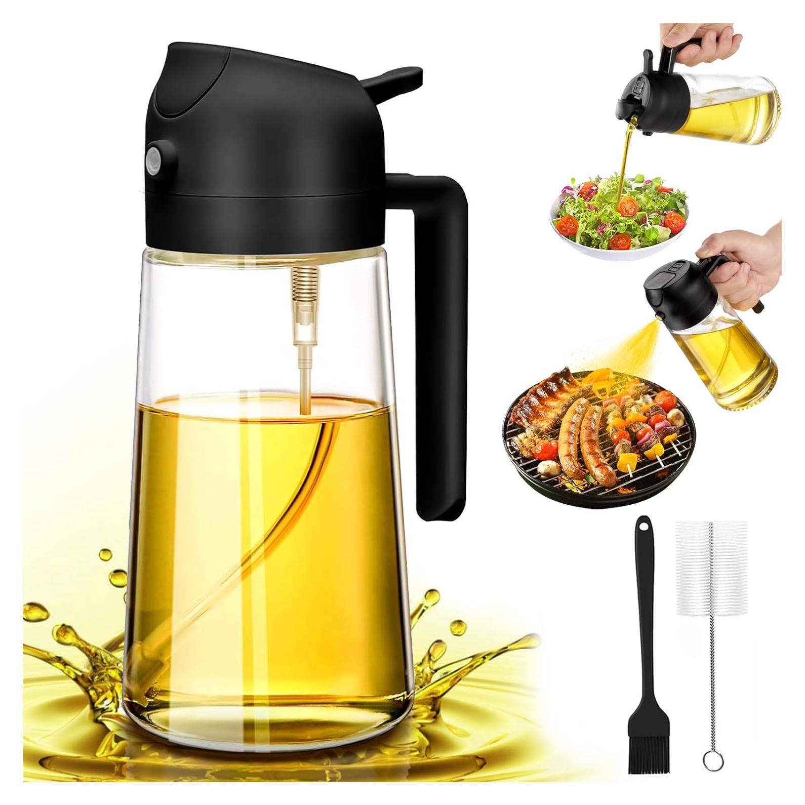 Rociador de Aceite RUIFUIHU 470ml 2 en 1 con Brocha - Negro