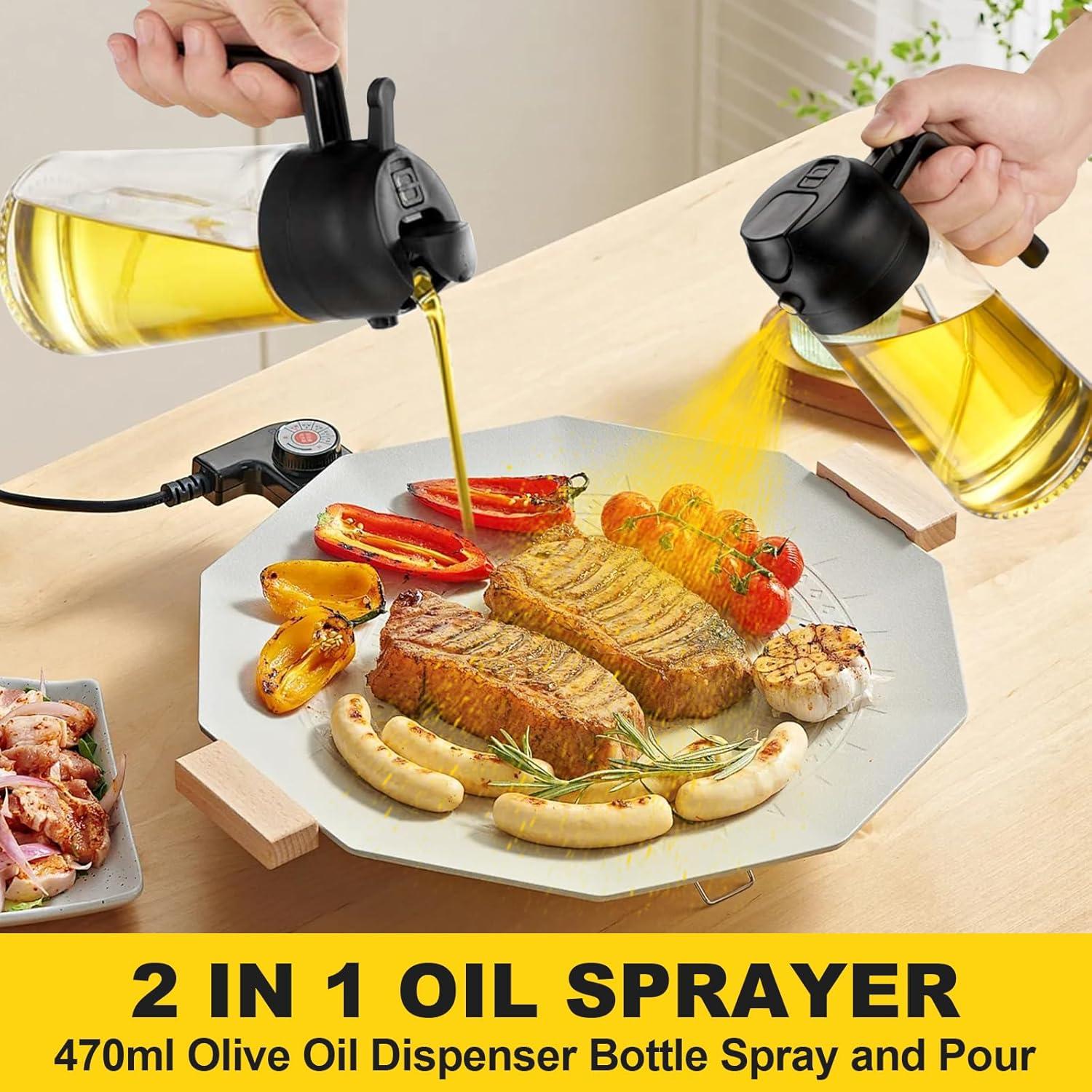 Rociador de Aceite RUIFUIHU 470ml 2 en 1 con Brocha - Negro