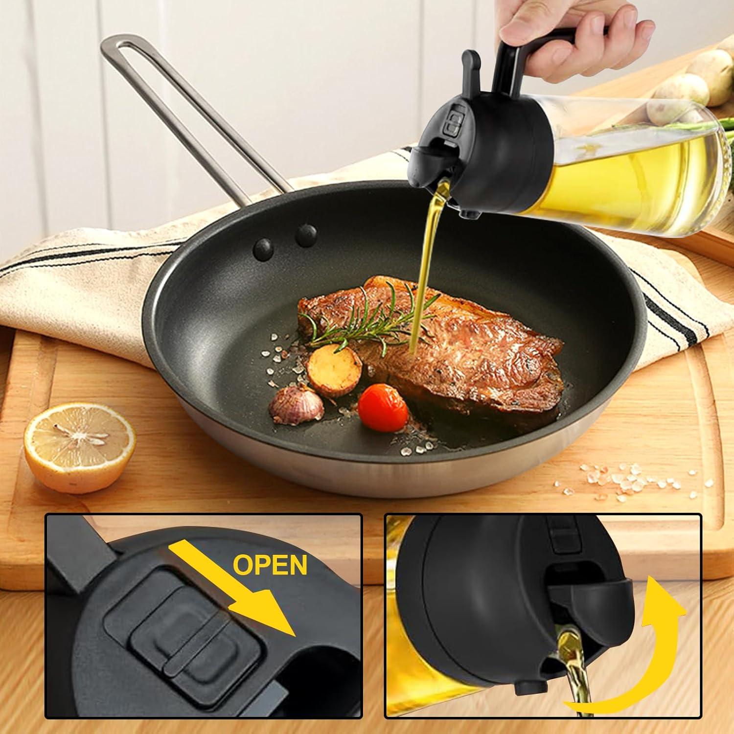 Rociador de Aceite RUIFUIHU 470ml 2 en 1 con Brocha - Negro