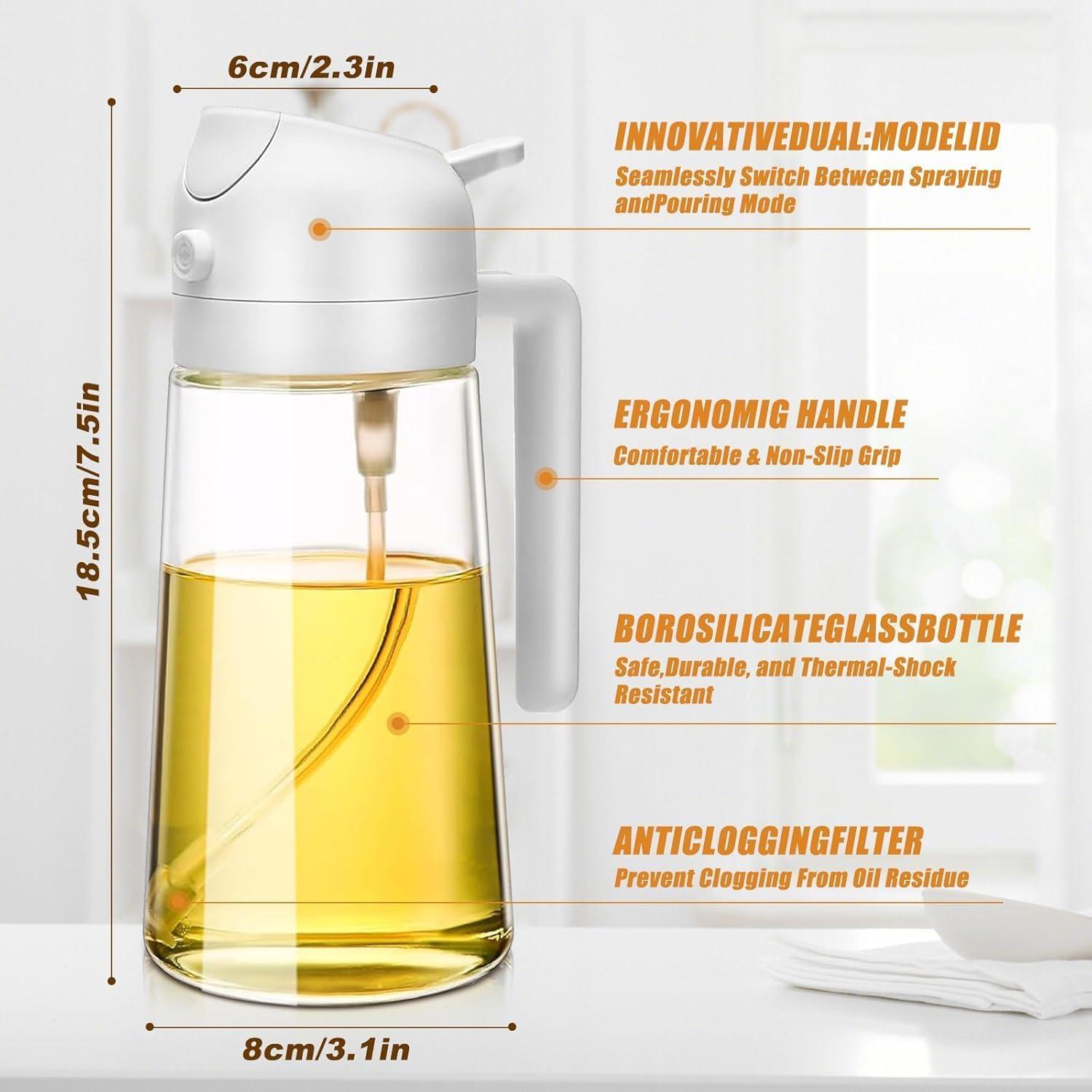 Botella de Spray de Aceite de Oliva XBllcyiv 470ml Vidrio Beige