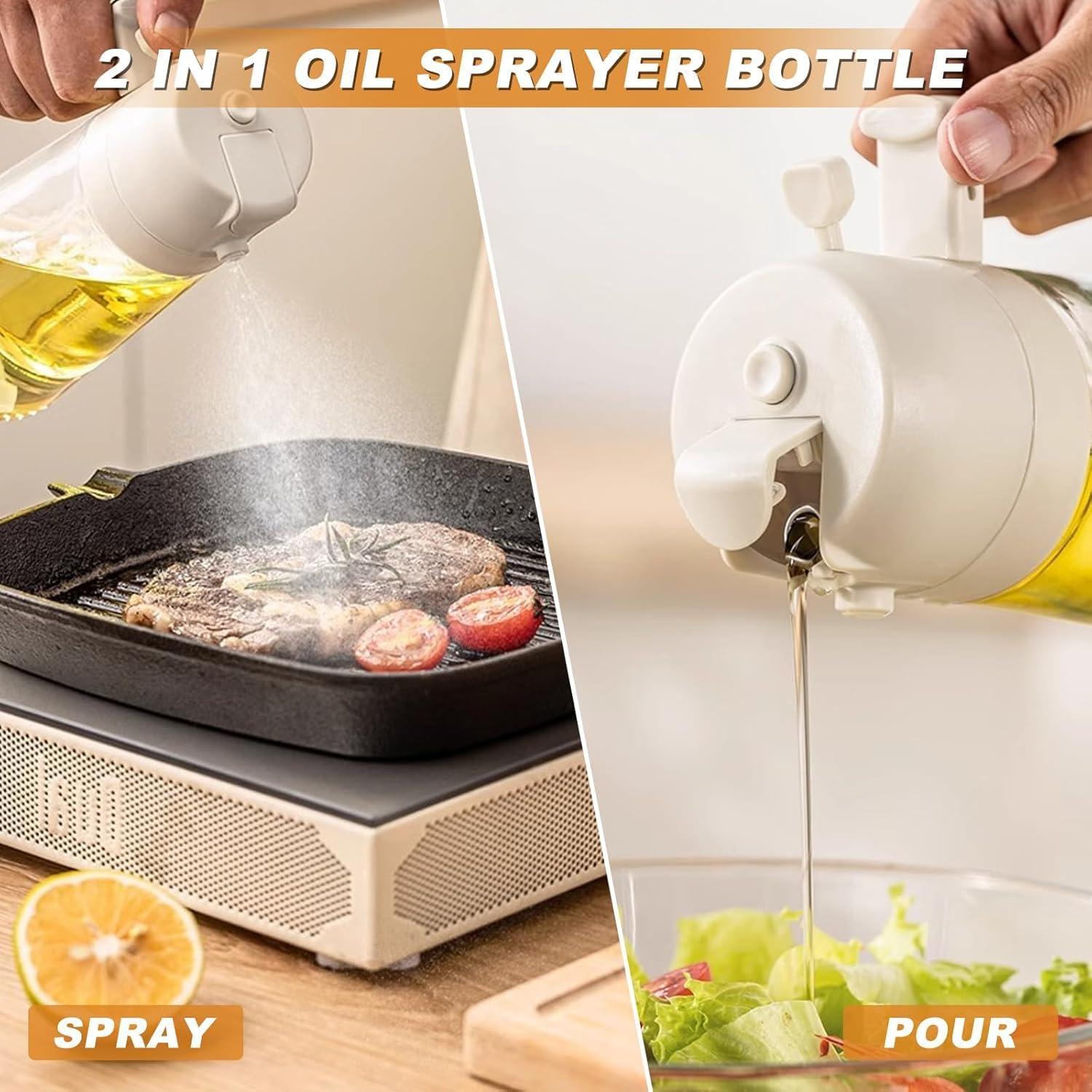 Botella de Spray de Aceite de Oliva XBllcyiv 470ml Vidrio Beige