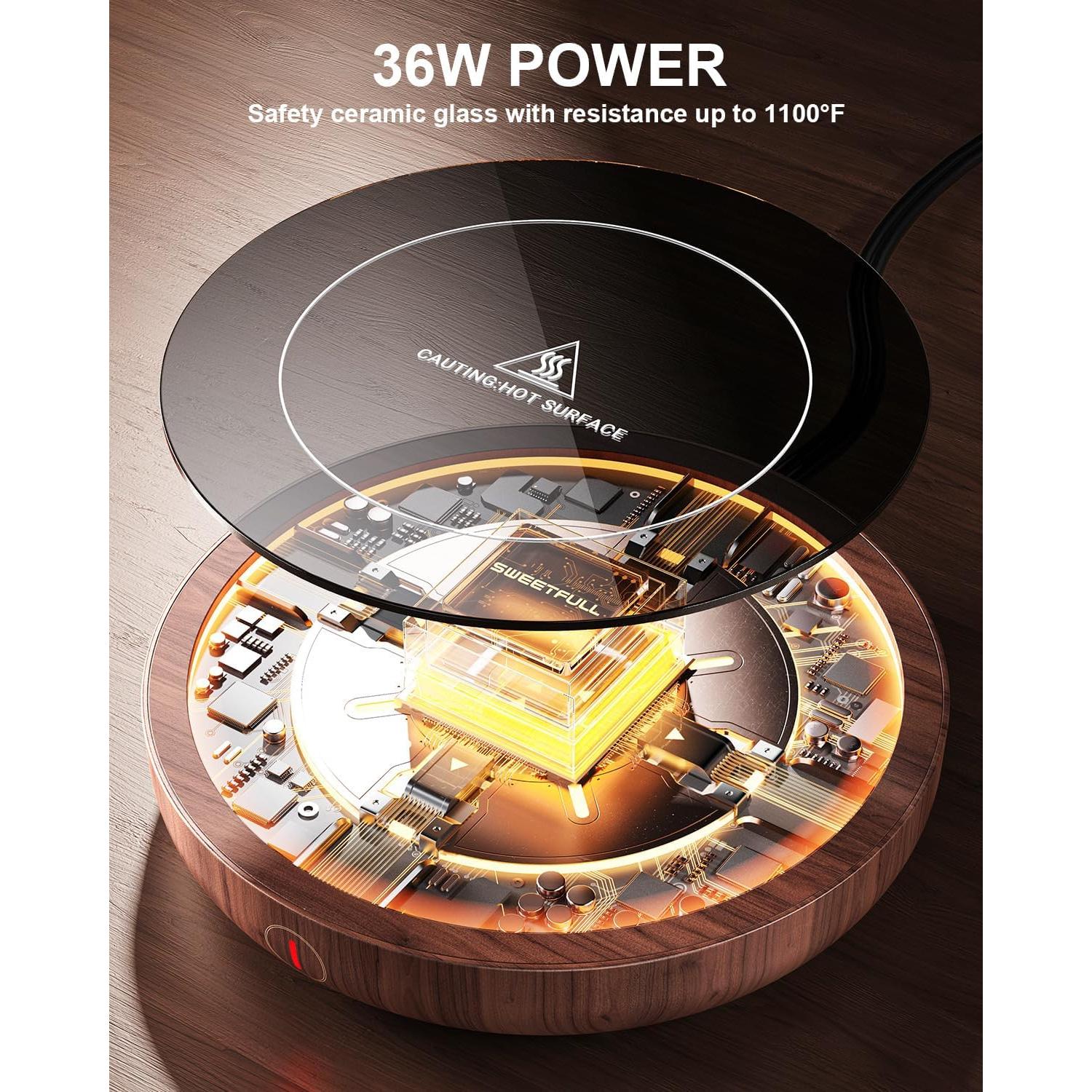 Calentador de Tazas SWEETFULL 36W Eléctrico Madera 15x15cm