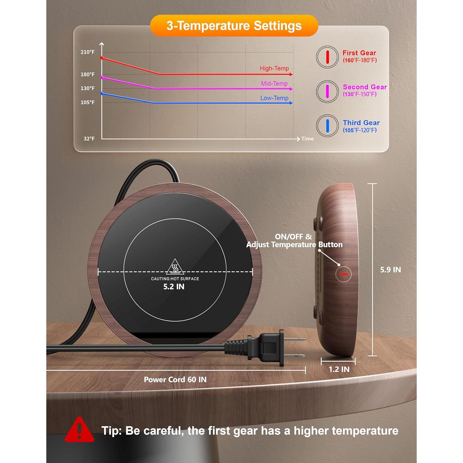 Calentador de Tazas SWEETFULL 36W Eléctrico Madera 15x15cm