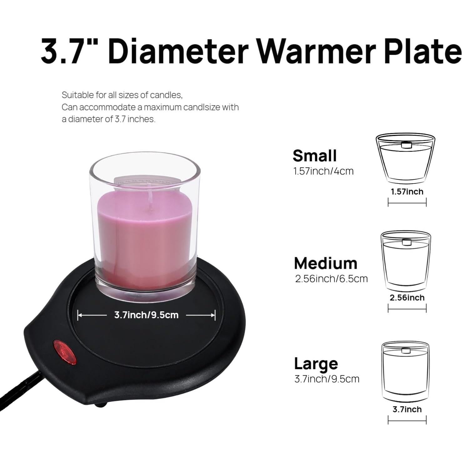 Calentador de Velas ASAWASA 17W Negro para Tarros Grandes