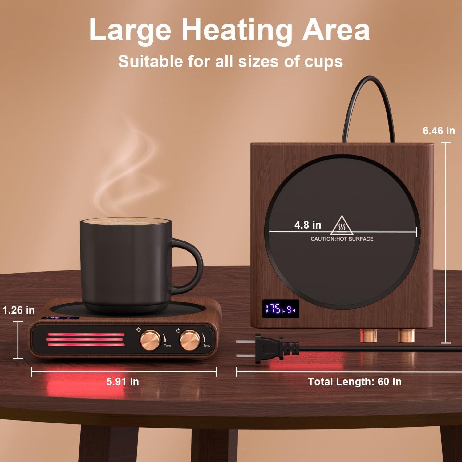 Calentador de Tazas CEROBEAR 50W con 9 Temperaturas y Luz LED