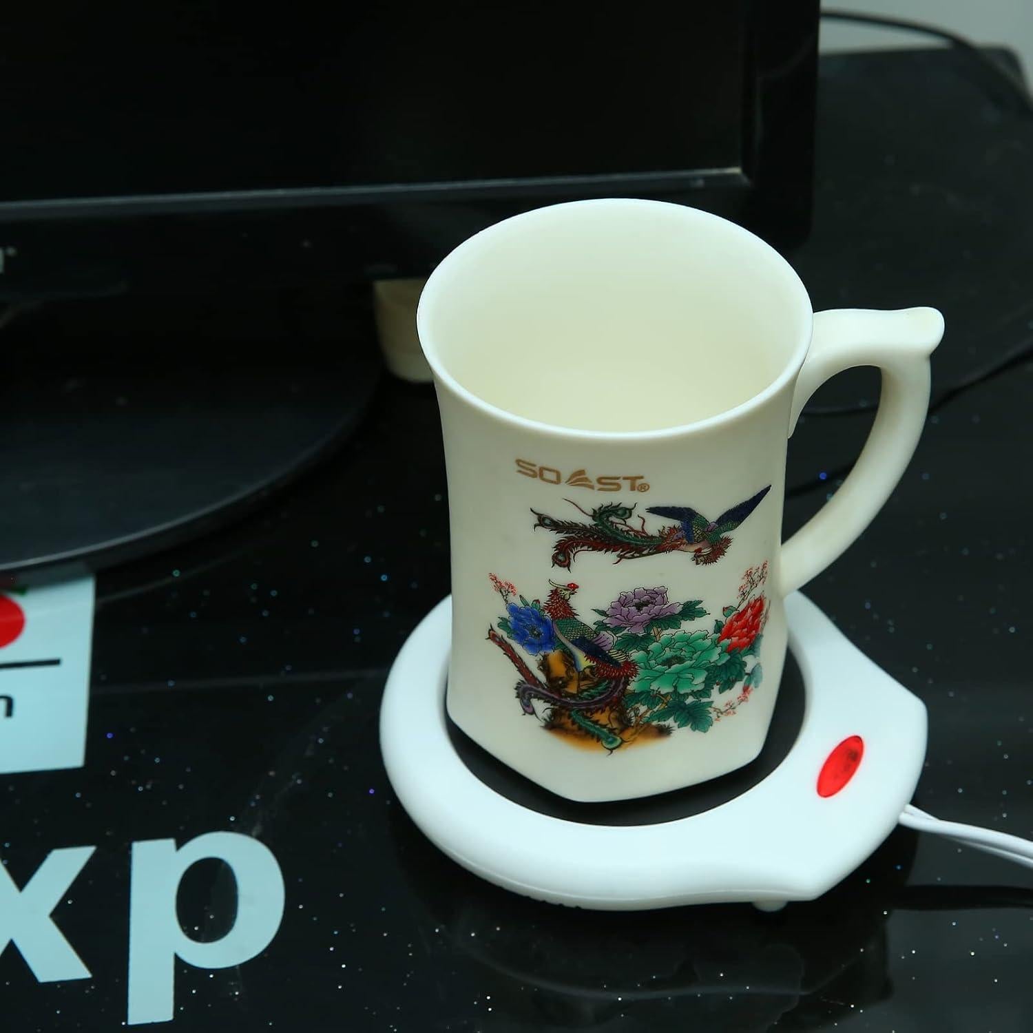 Calentador de Tazas Eléctrico 220W Difusor Aroma 2pcs Blanco y Negro