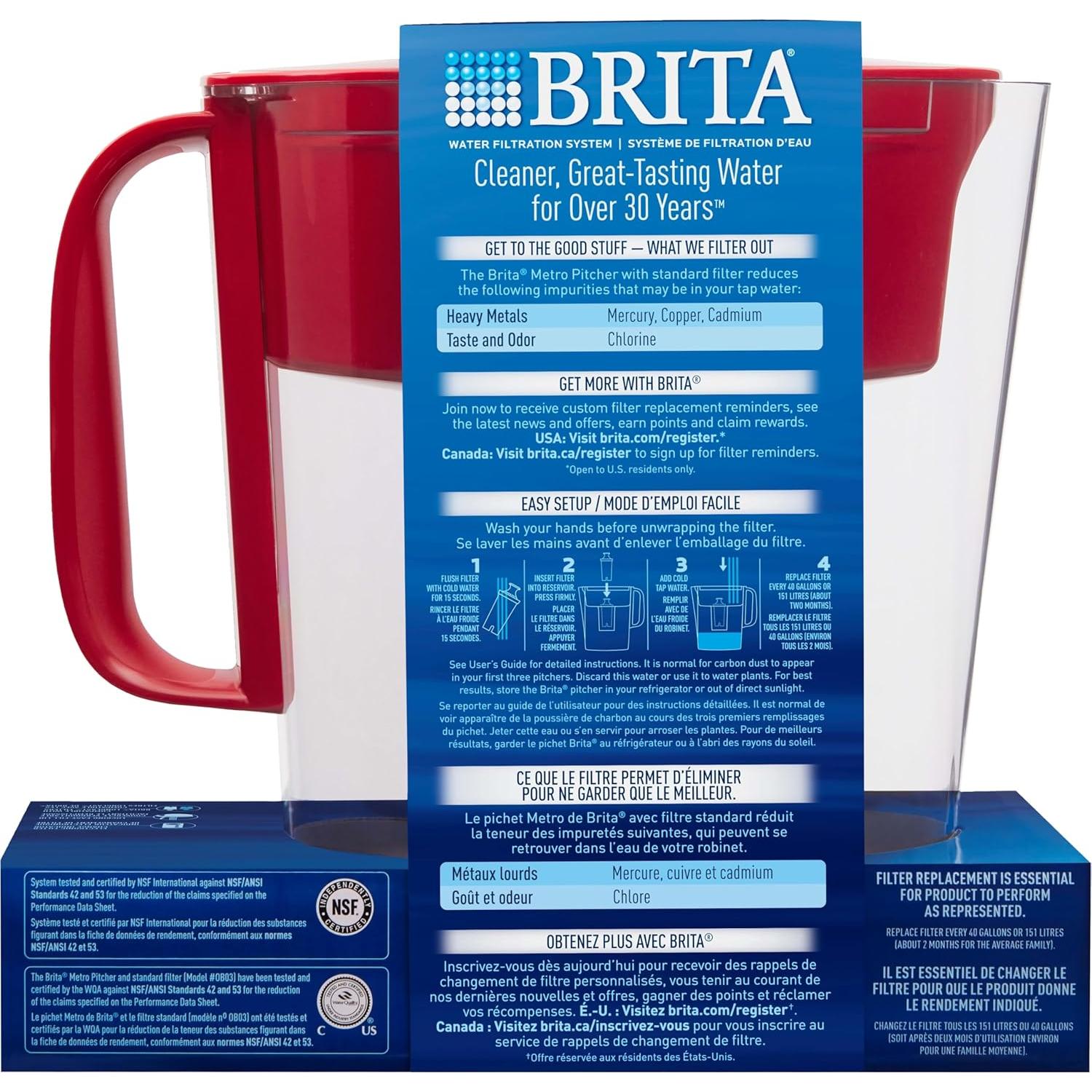 Jarra de Filtro de Agua Brita Metro 6 Tazas Libre BPA