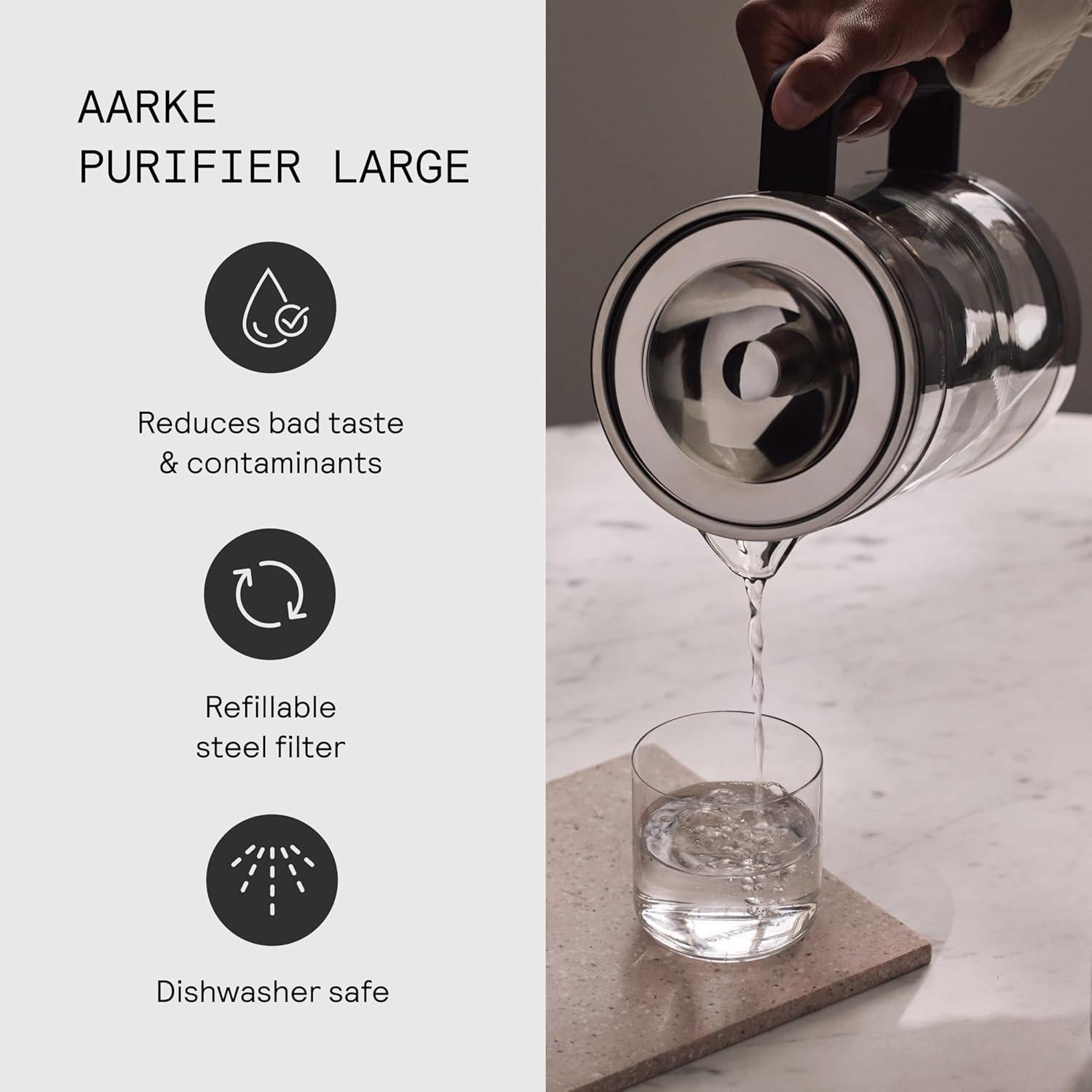 Purificador de Jarra de Agua aarke de Vidrio 1.66L Libre BPA