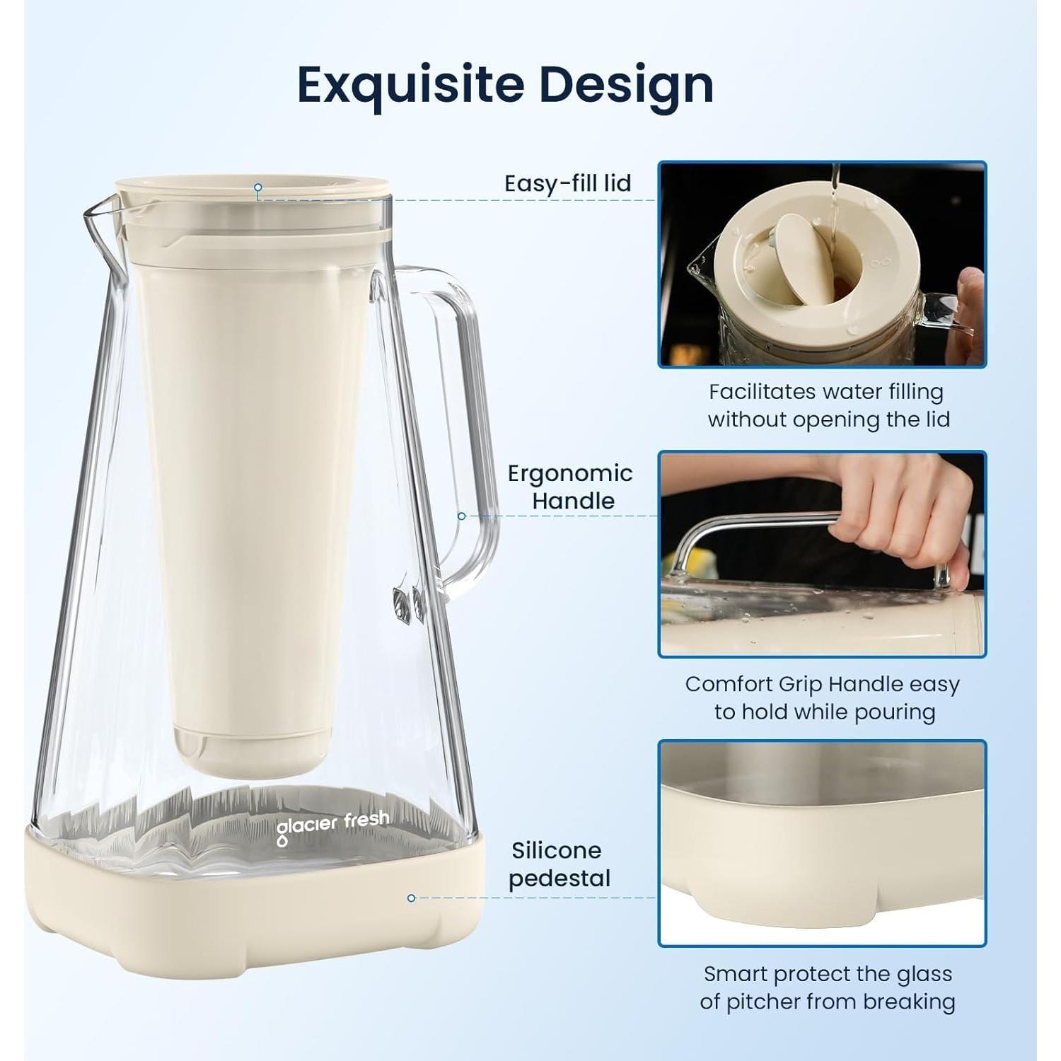 Jarra de Agua de Vidrio GLACIER FRESH 10 Tazas con Filtro