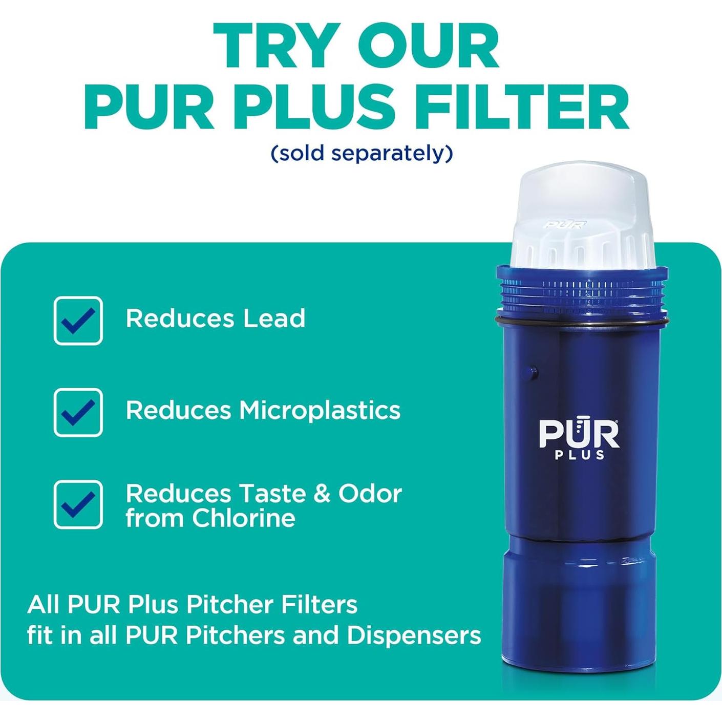 Jarra de Filtro de Agua PUR Delgado 8 Tazas Apta Lavavajillas