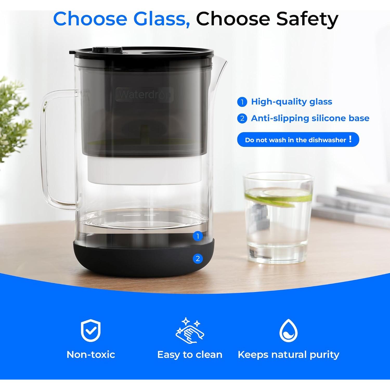 Jarra de Filtro de Agua de Vidrio Waterdrop 10 Tazas Ecológica