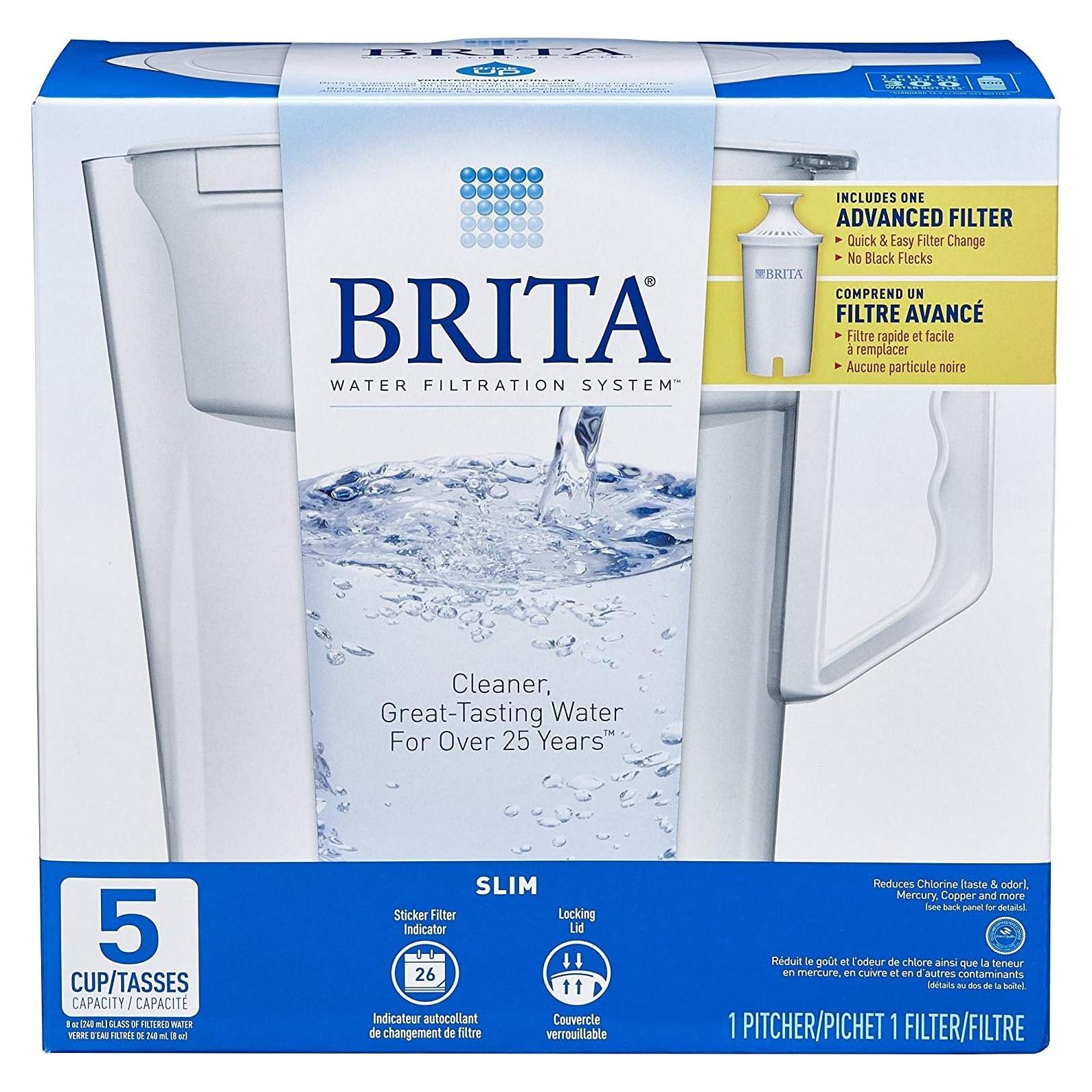 Jarra de Agua Brita Slim 5 Tazas con Filtro Avanzado - Blanco