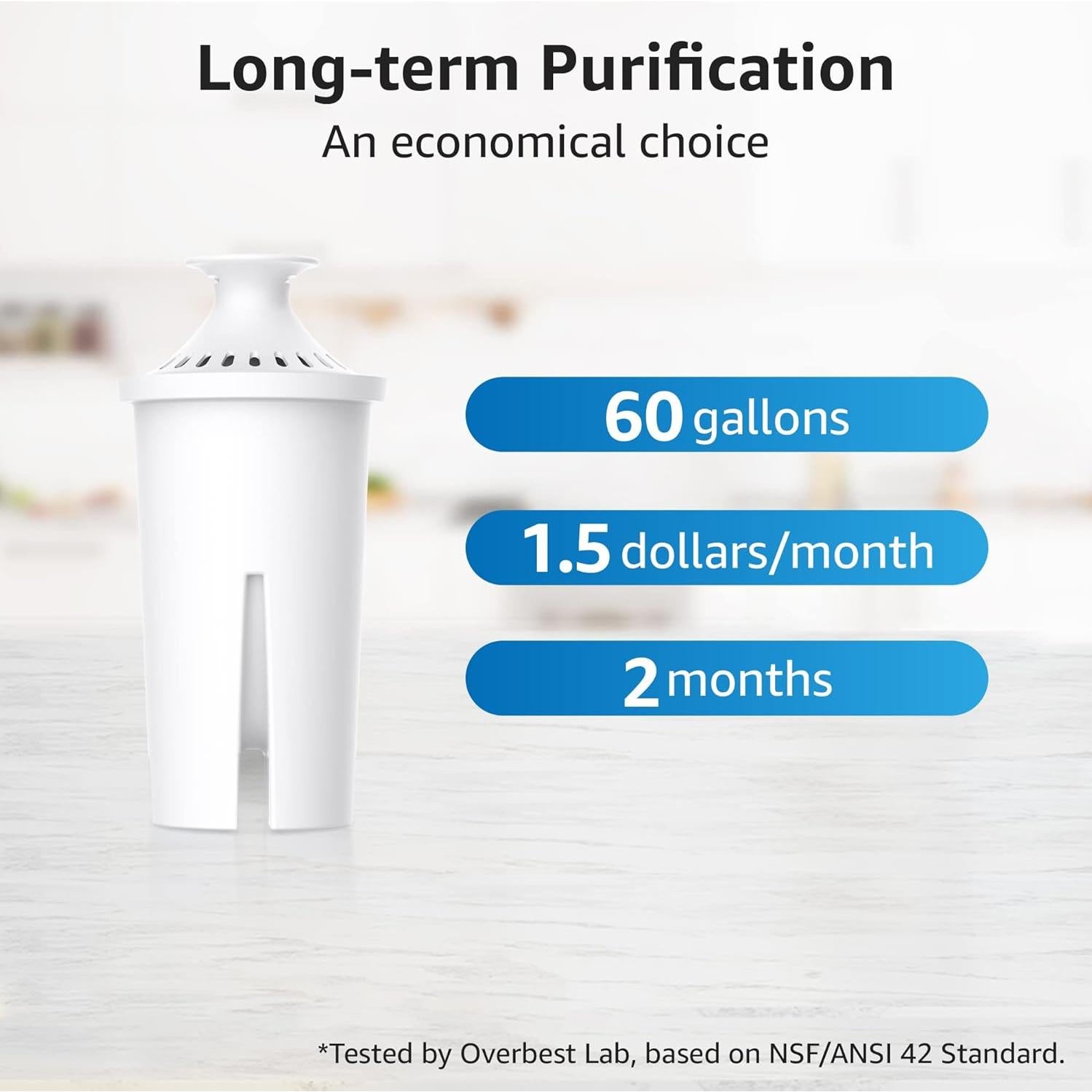 Filtro de agua de jarra Overbest, 6 unidades, compatible Brita