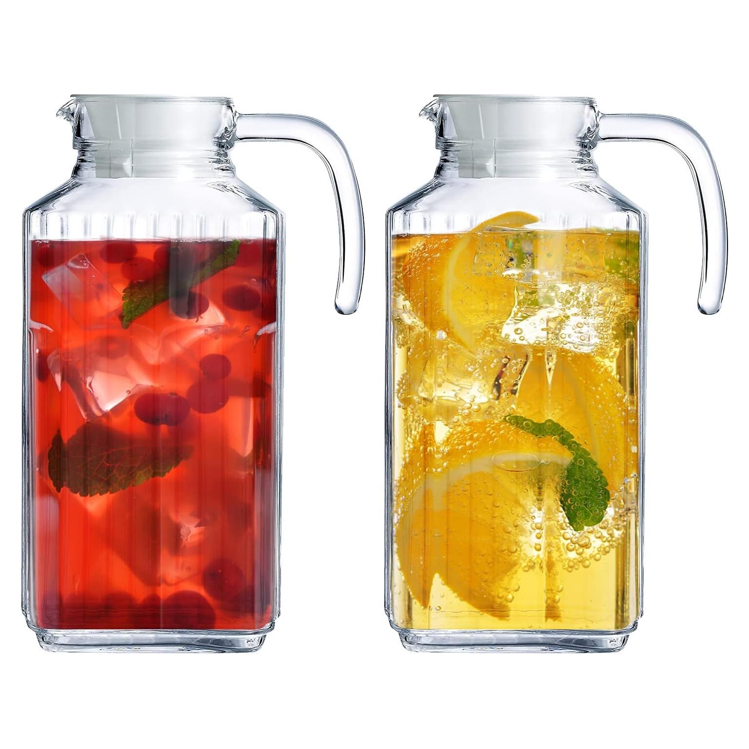 Juego de 2 Jarras de Vidrio Marbelous 1634ml con Tapa