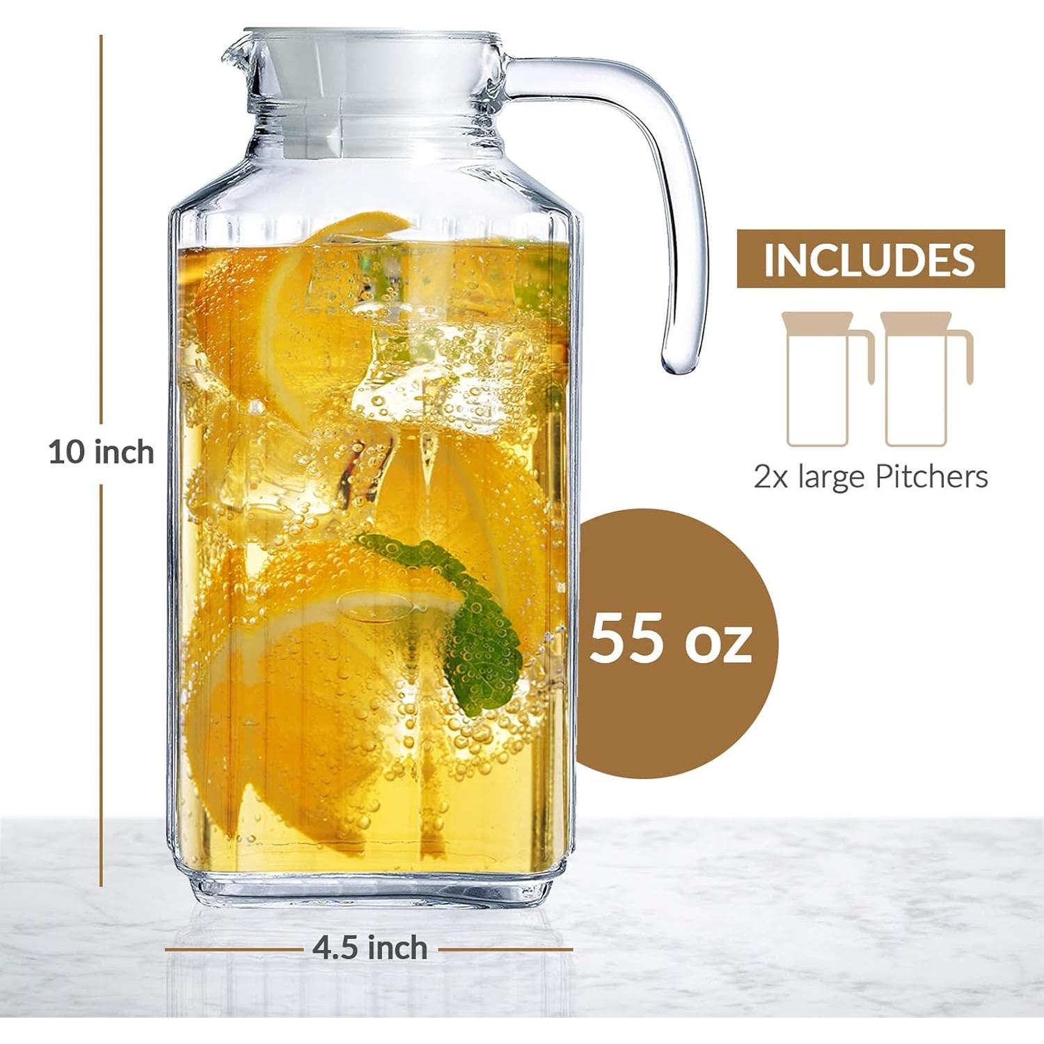 Juego de 2 Jarras de Vidrio Marbelous 1634ml con Tapa