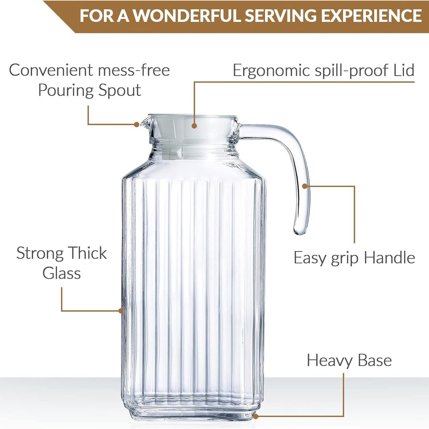 Juego de 2 Jarras de Vidrio Marbelous 1634ml con Tapa