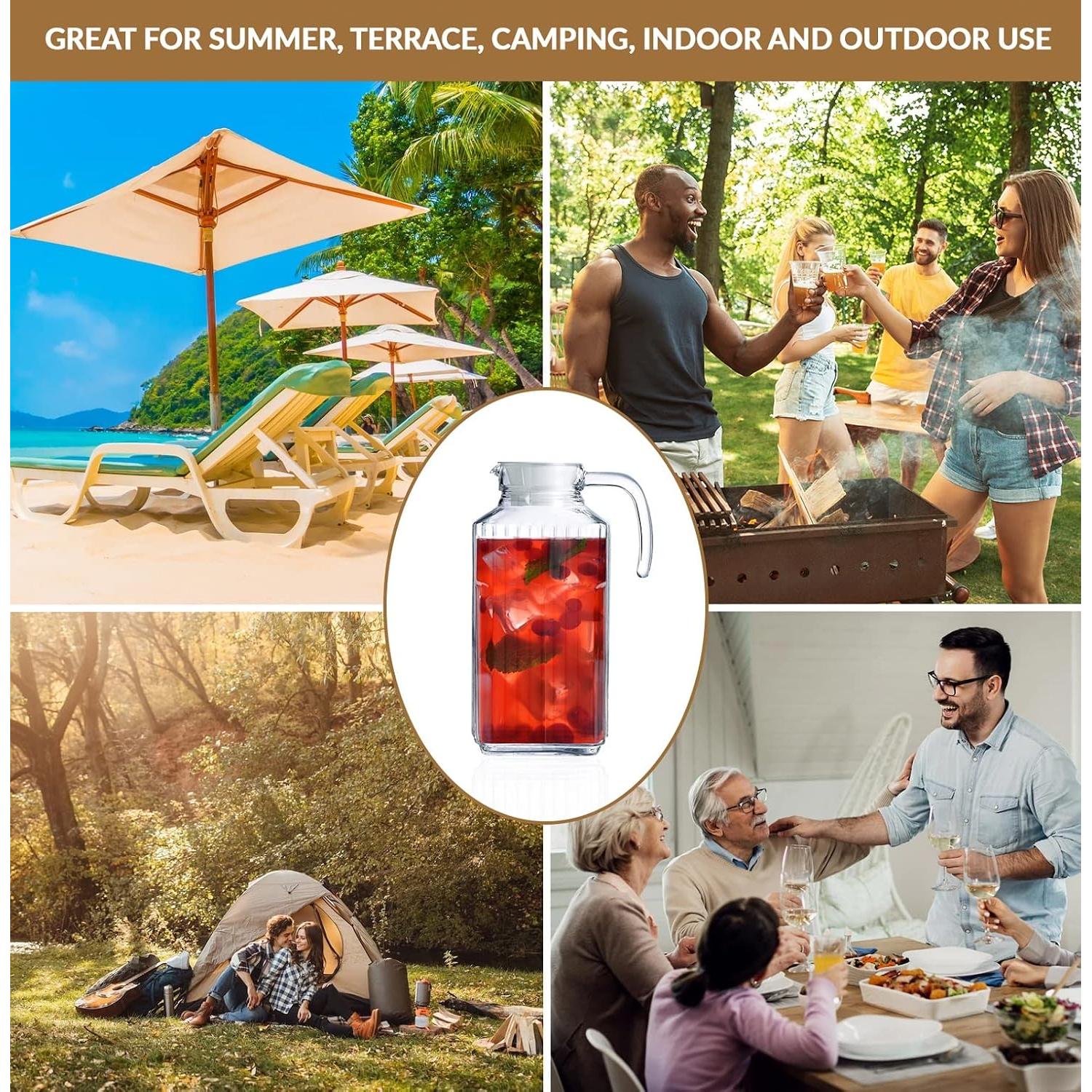 Juego de 2 Jarras de Vidrio Marbelous 1634ml con Tapa