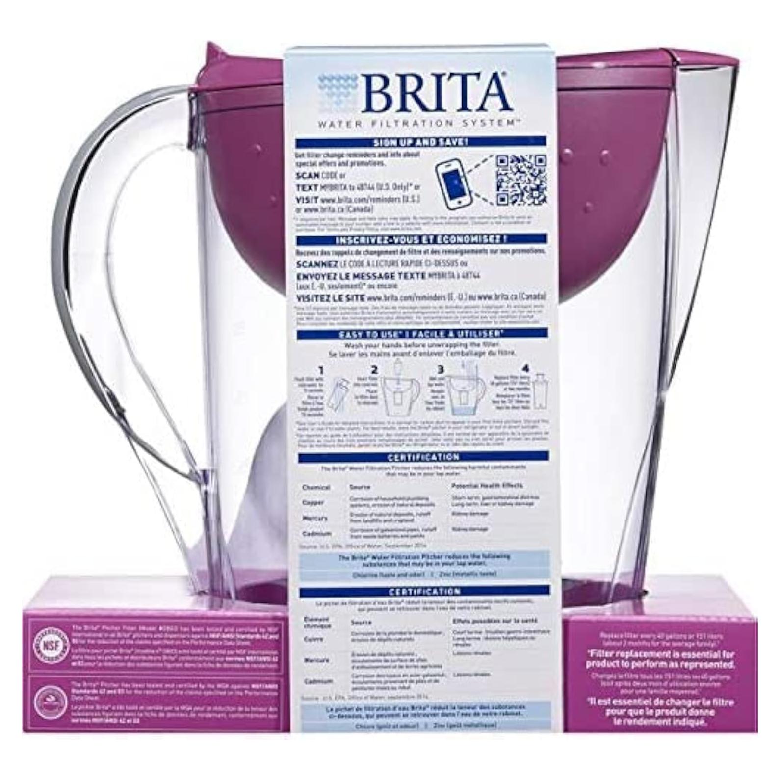 Jarra filtrante Brita 6 tazas púrpura con 2 filtros