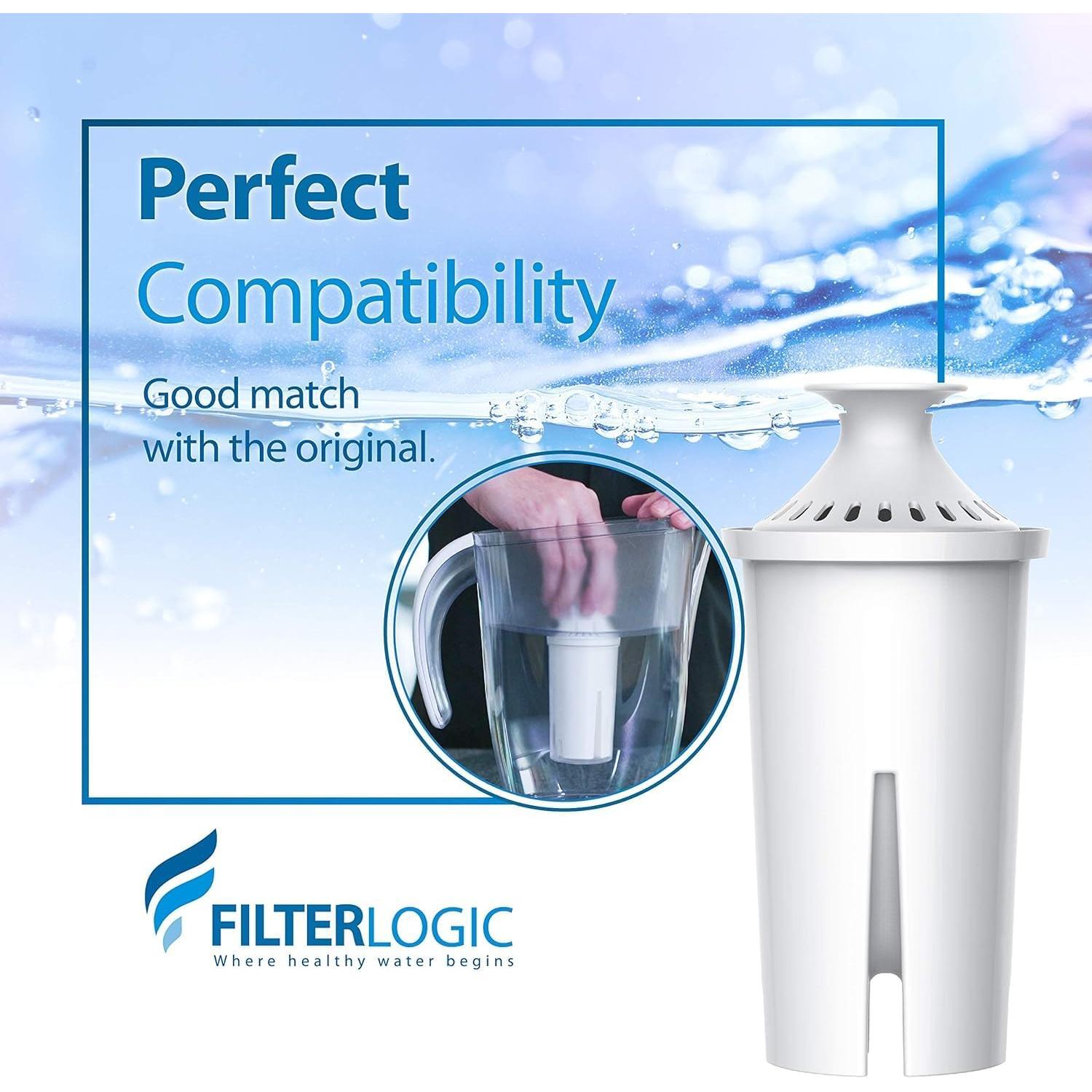 Filtro de agua FilterLogic FL-PF06, paquete de 6, compatible con Brita