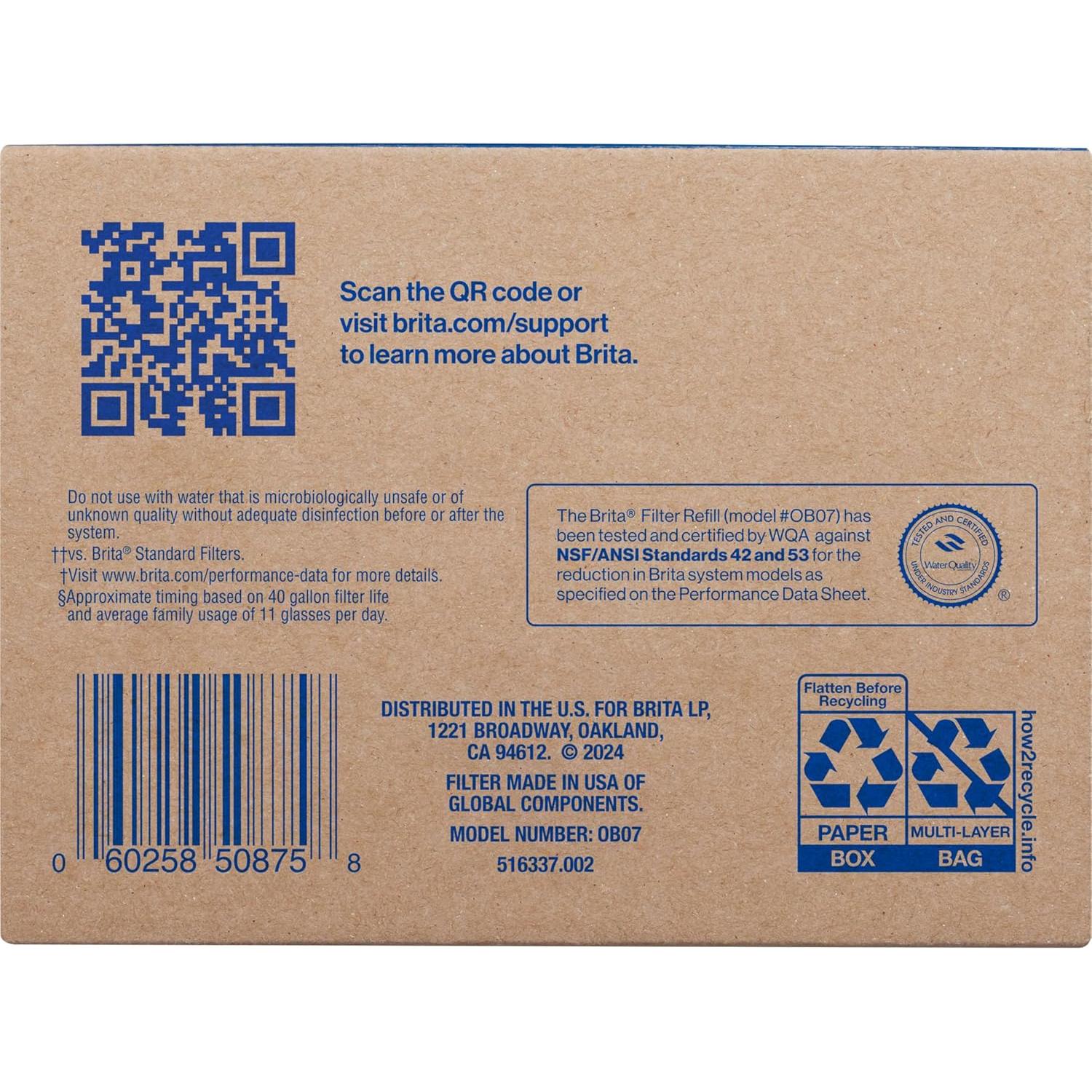 Paquete de 6 Recargas de Filtro Reutilizable Brita - Reduce Cloro