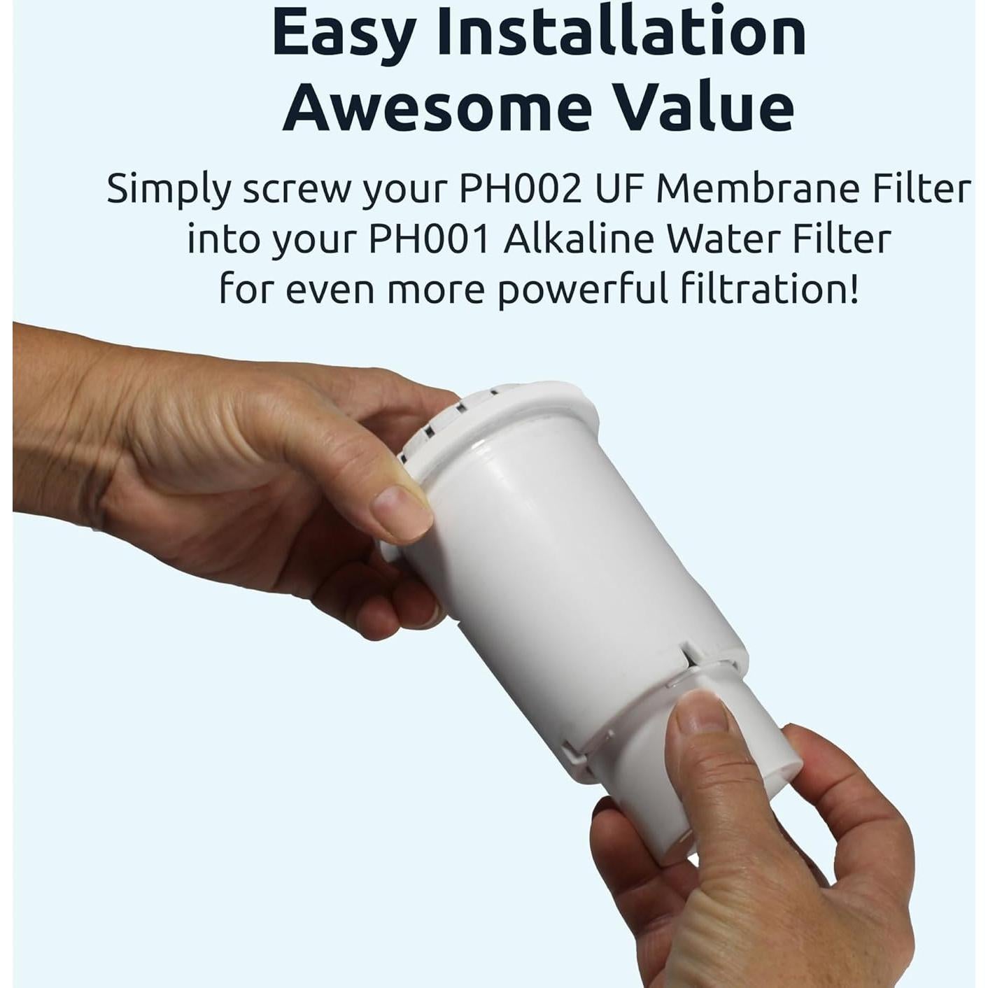 Filtro de Agua Alcalina PH001 y Membrana UF PH002 - 3 Unidades