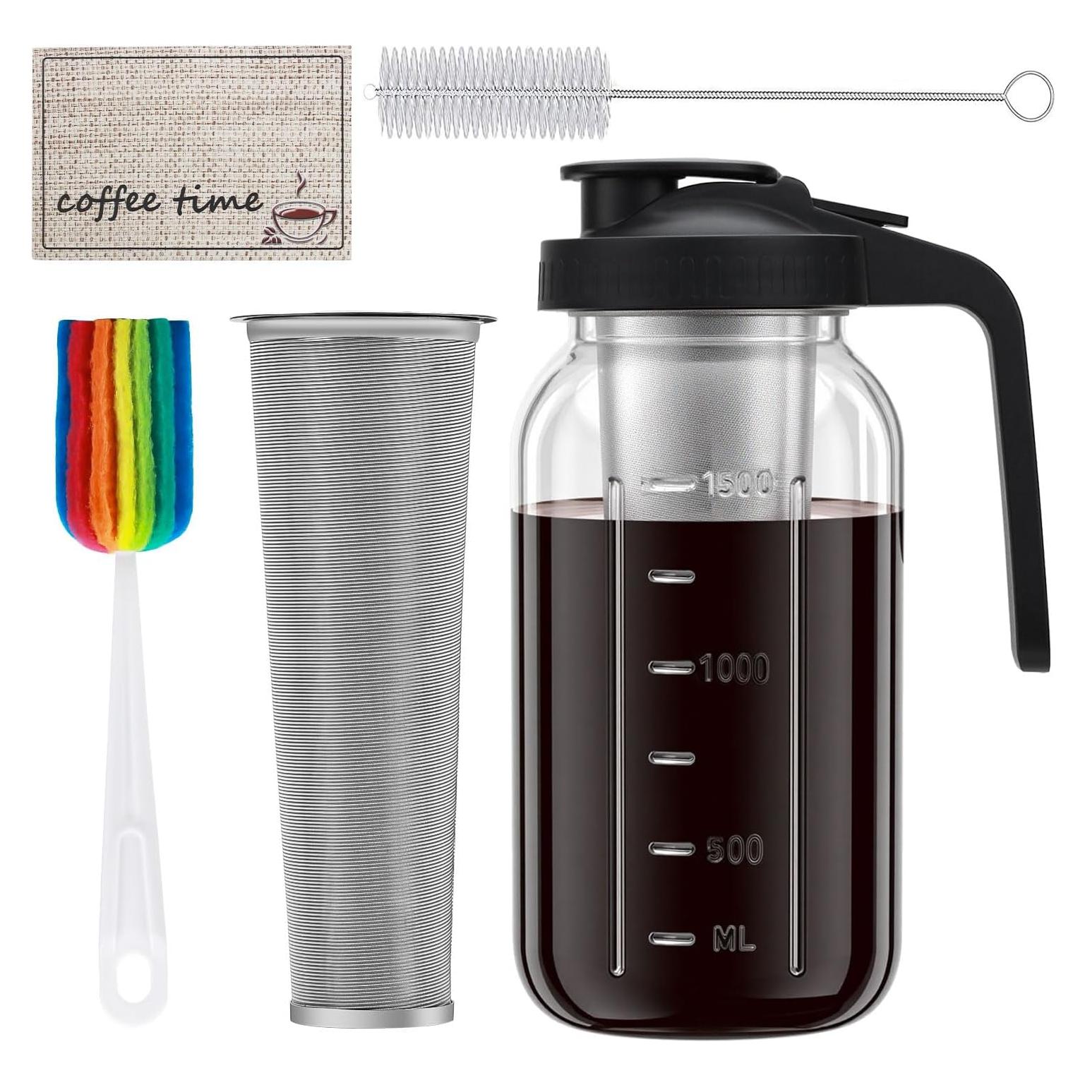 Jarra de Café Frío Heyglee 1.89L con Filtro Acero Inoxidable