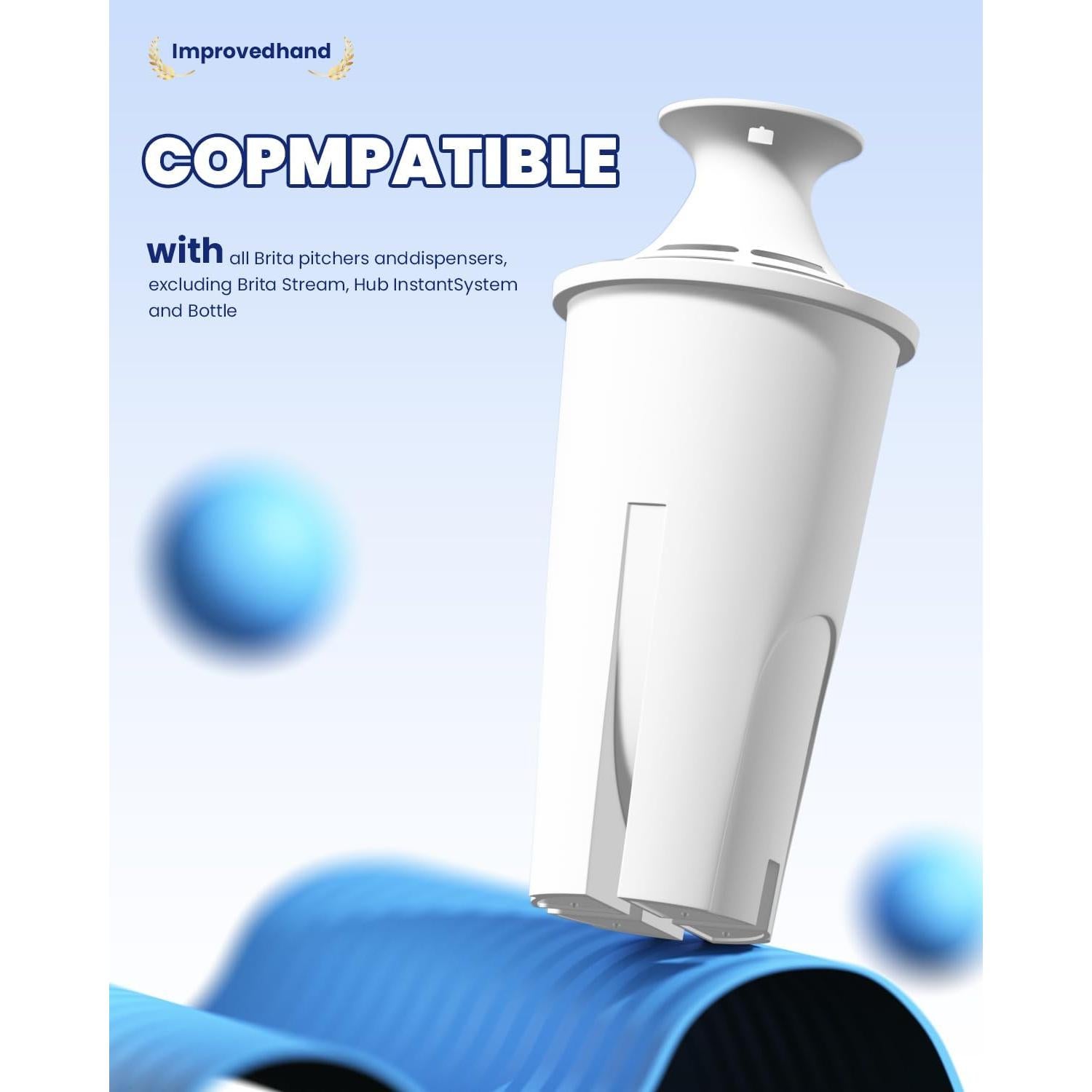 Filtro de Agua Improvedhand OB03 Compatible con Jarras y Dispensadores, Paquete de 6