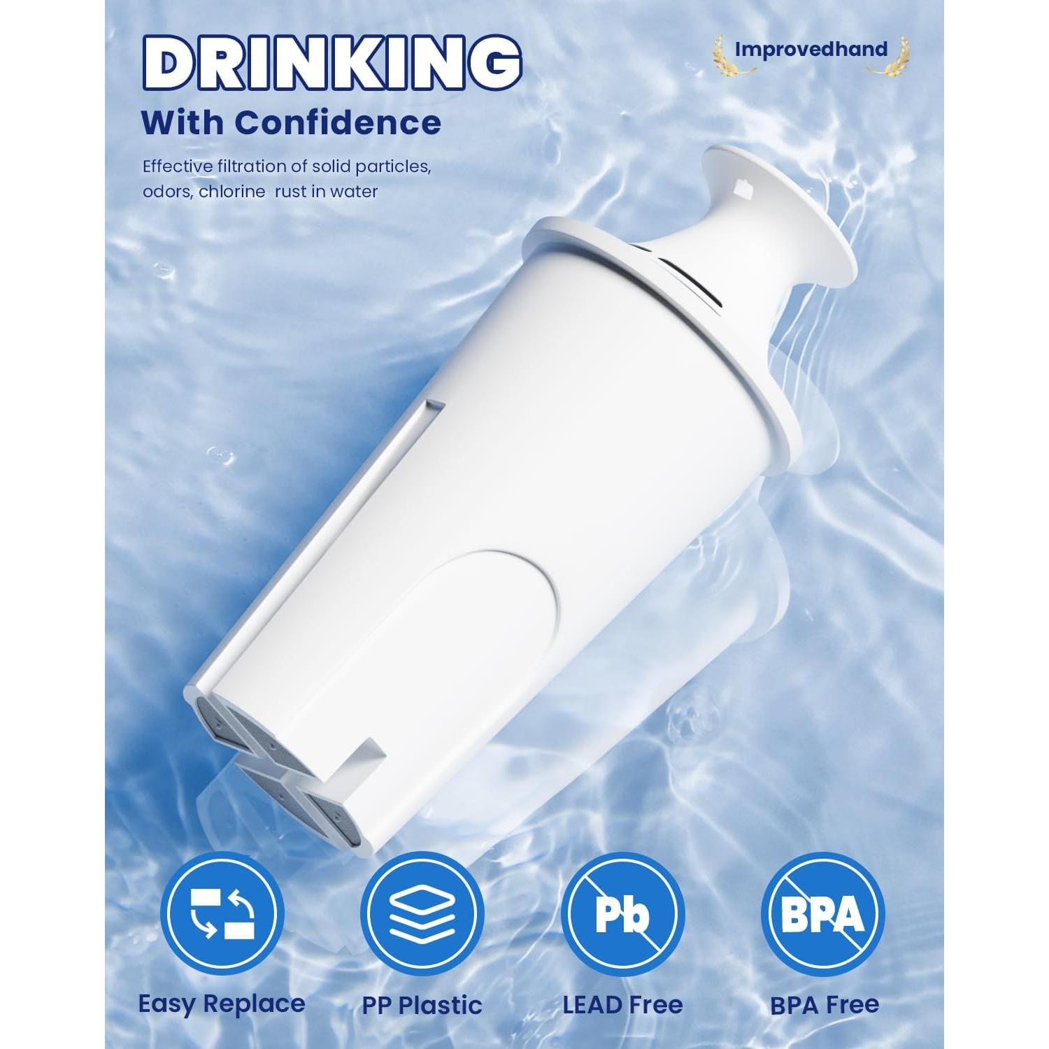 Filtro de Agua Improvedhand OB03 Compatible con Jarras y Dispensadores, Paquete de 6