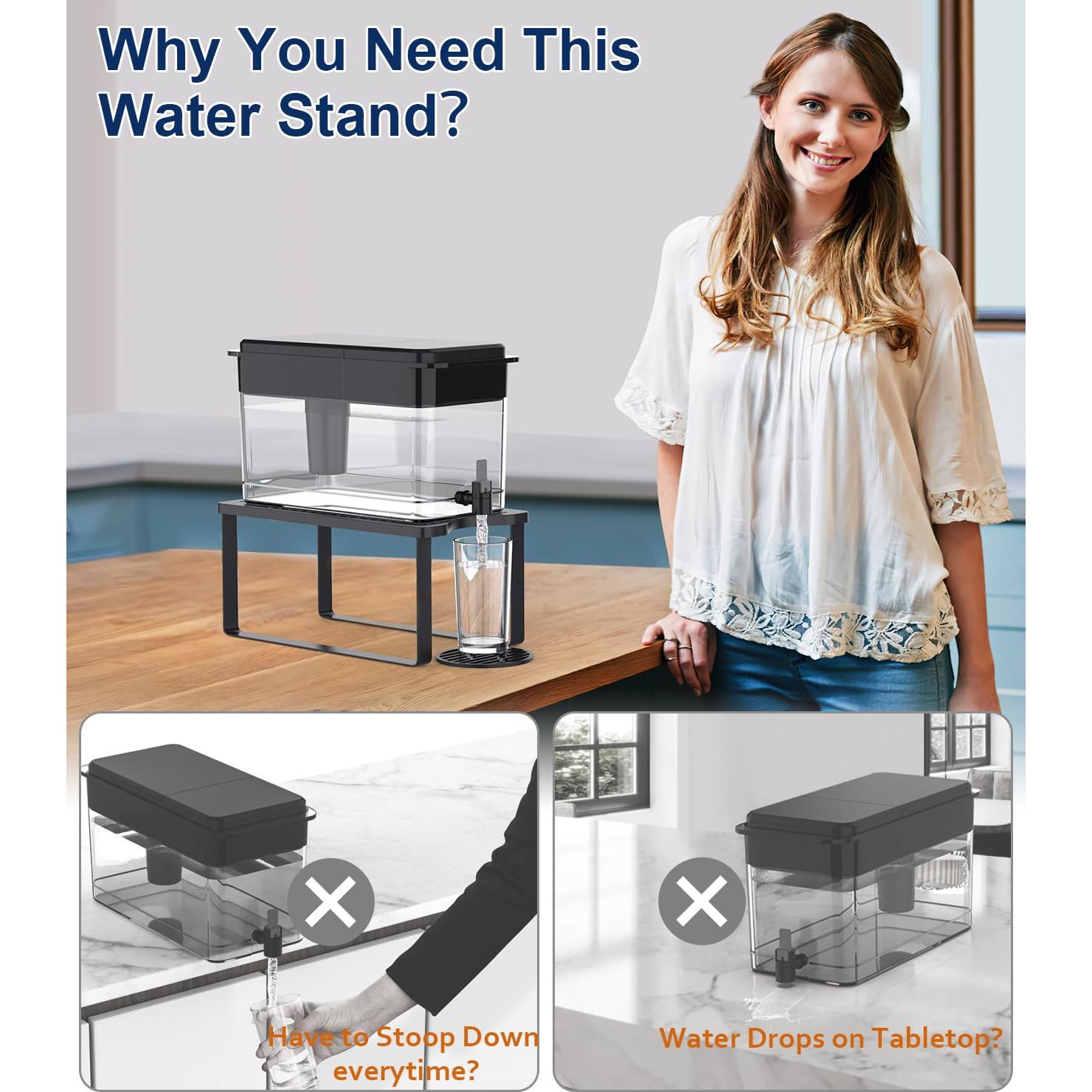 Soporte de metal para dispensador de agua Brita con bandeja