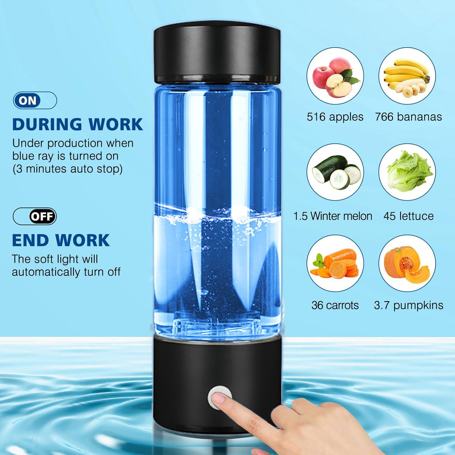 Botella de Agua de Hidrógeno Fuhouk 3 en 1 Vidrio 0.45kg