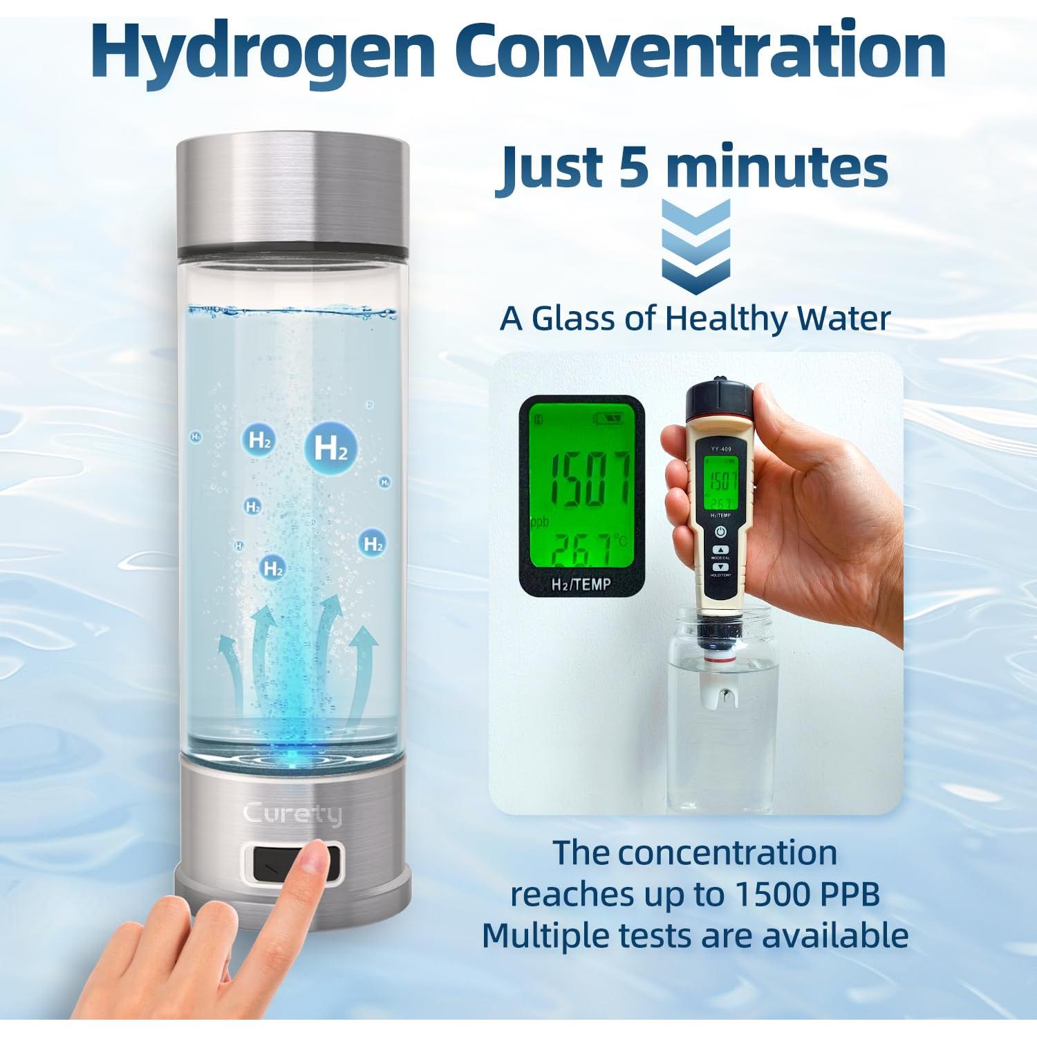 Botella de Agua de Hidrógeno Curety 102A 1500ppb 21.5cm