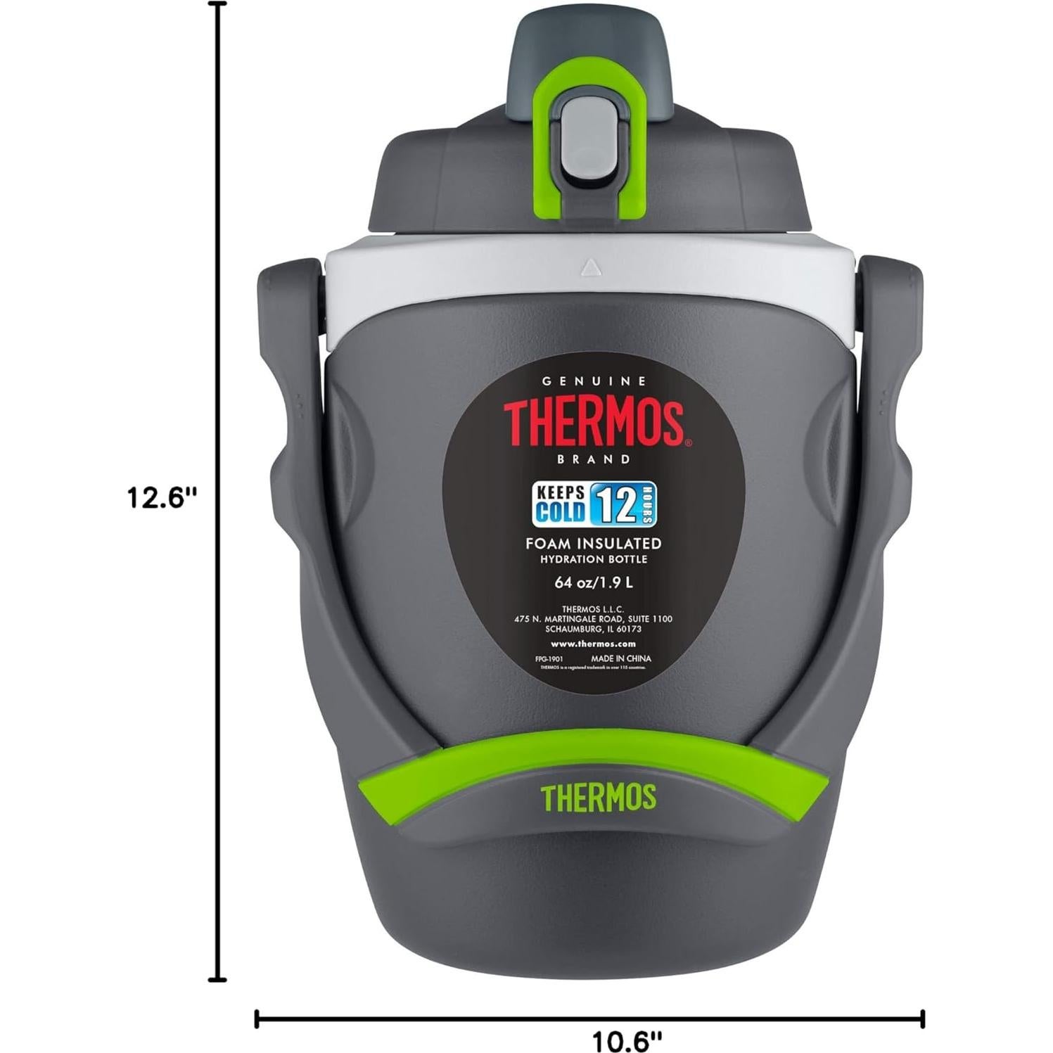 Botella de Hidratación Aislada Thermos 1.81L Carbón