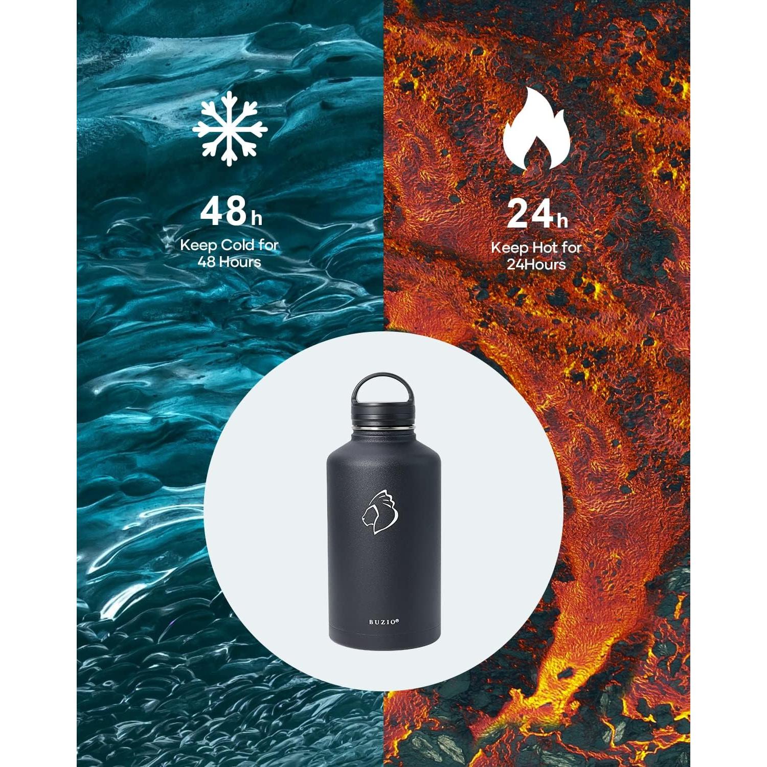 Botella de Agua Aislada BUZIO 1893 ml Acero Inoxidable Negra