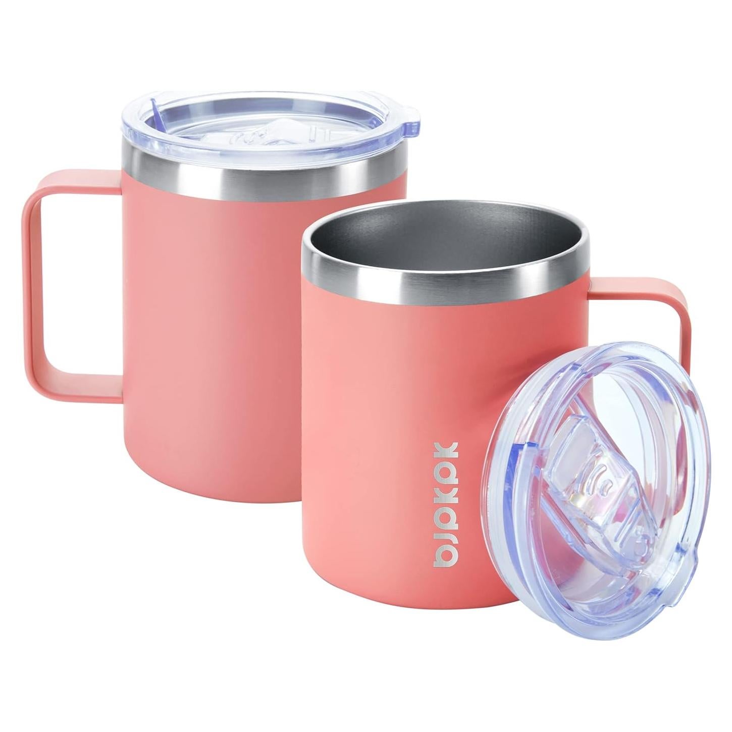 Taza de Café Aislada BJPKPK 414ml Acero Inoxidable Rosa Claro