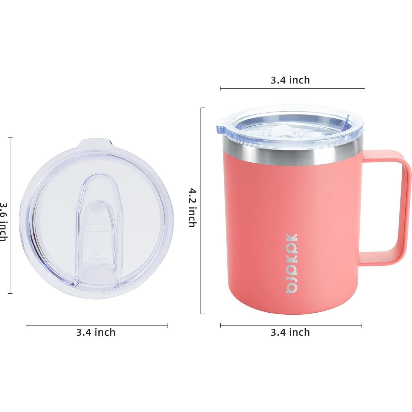 Taza de Café Aislada BJPKPK 414ml Acero Inoxidable Rosa Claro