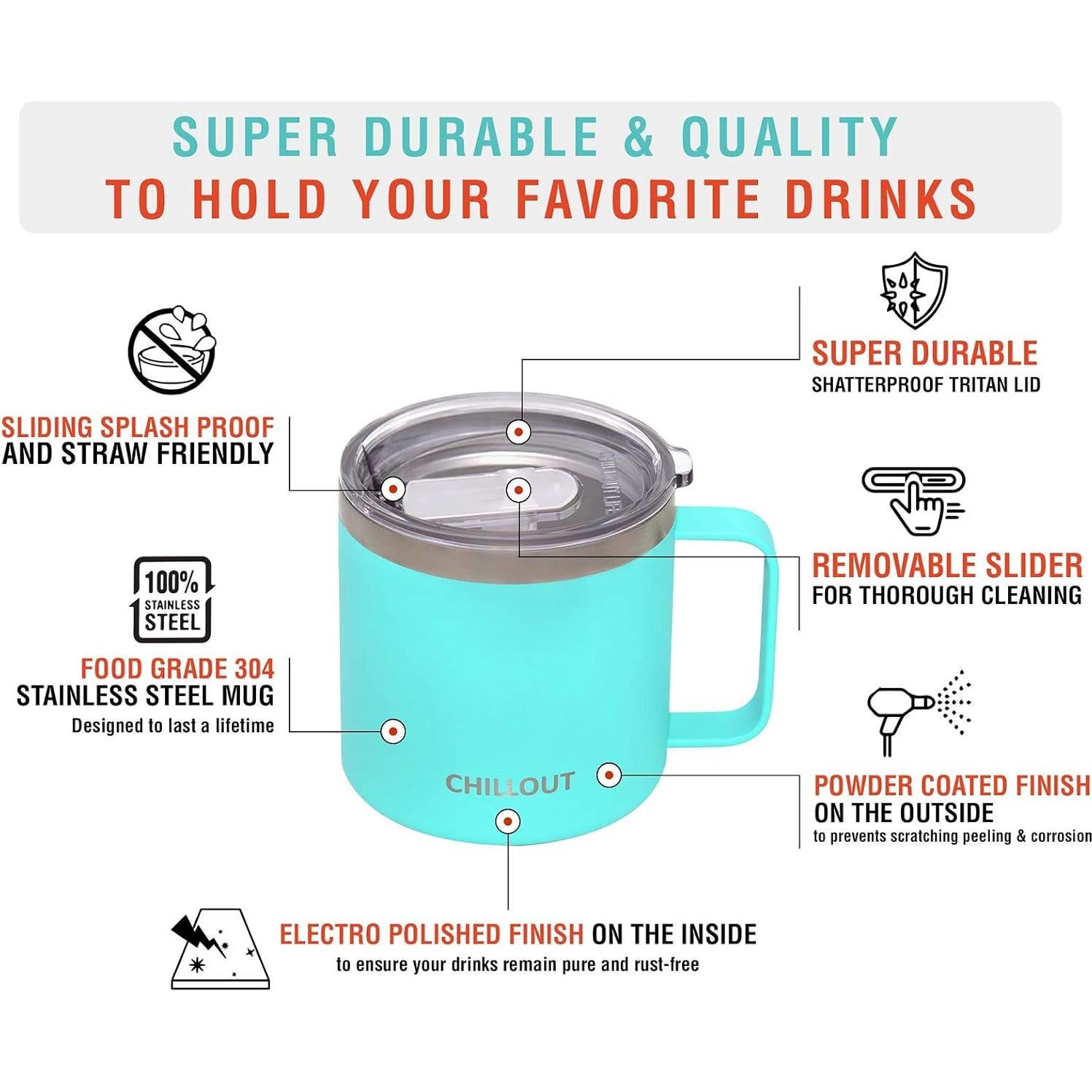 Taza Térmica CHILLOUT LIFE 16 oz Acero Inoxidable Azul