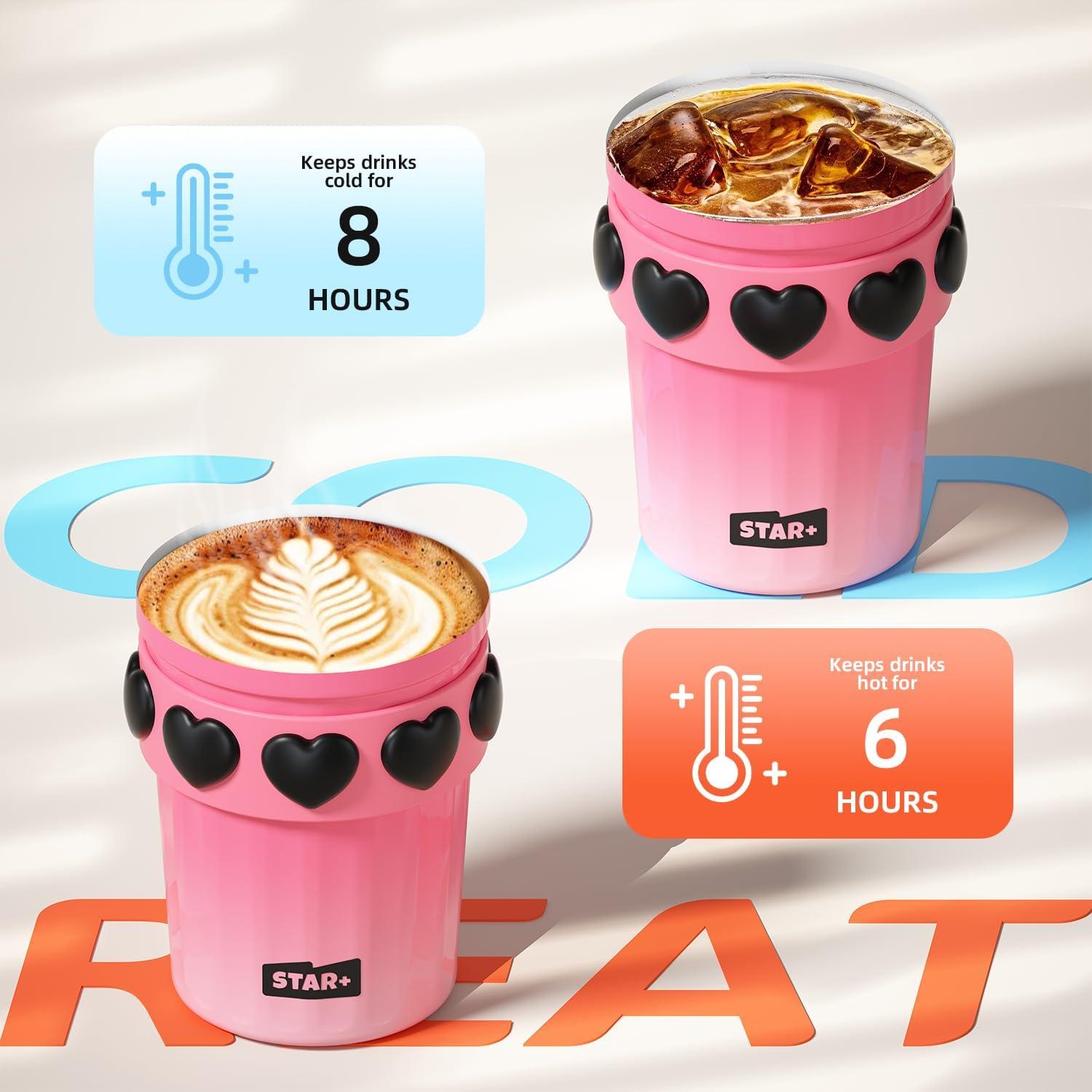 Taza de viaje SDGA+ 355 ml acero inoxidable rosa térmica